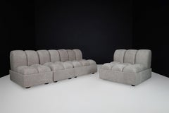 Lounge Chairs or Sectional Sofa in Re-upholstered Fabric, Italy, 1970s