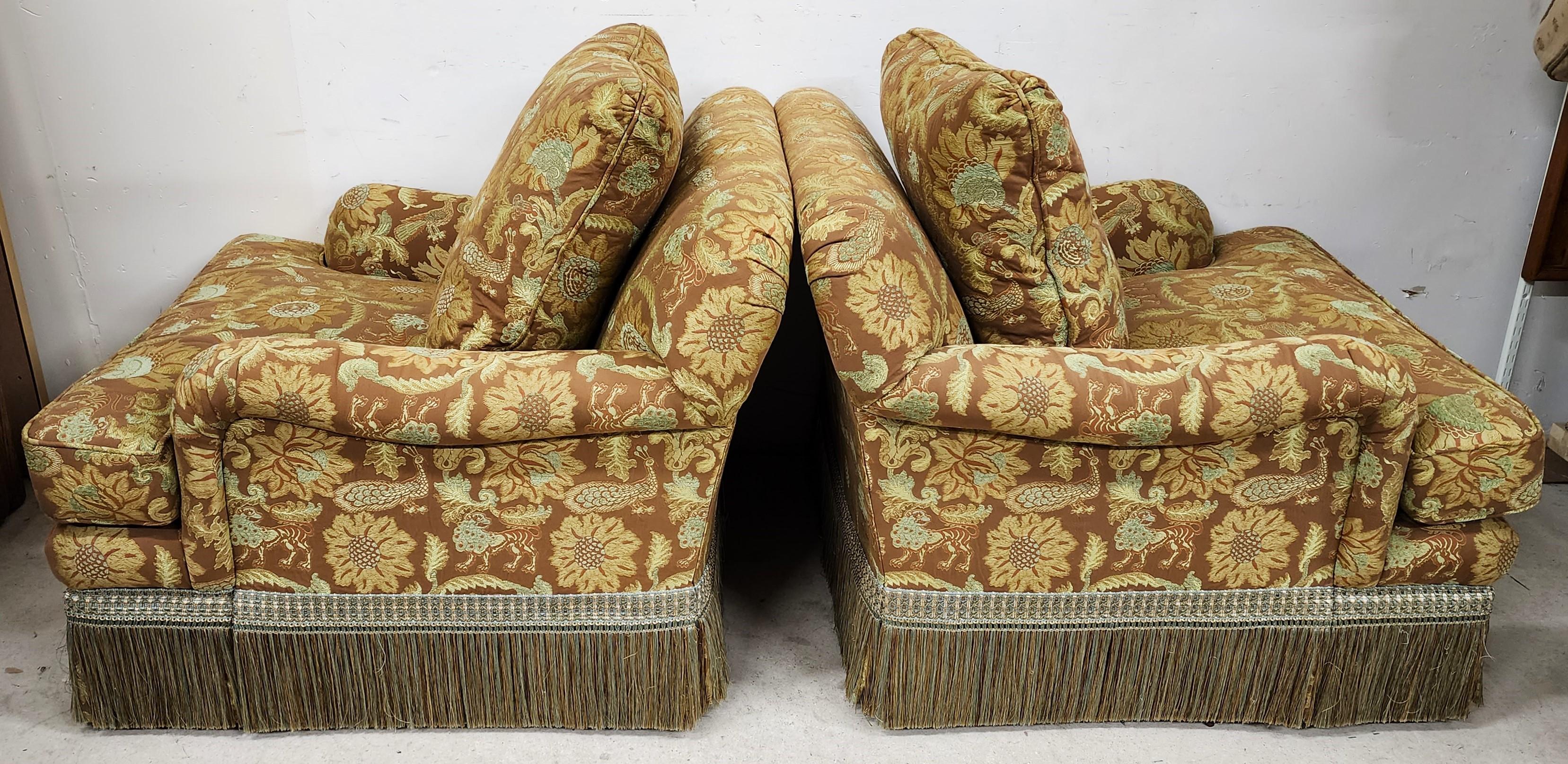 Chinoiserie Lounge Chairs Ottoman Erwin Lambeth for Tomlinson For Sale
