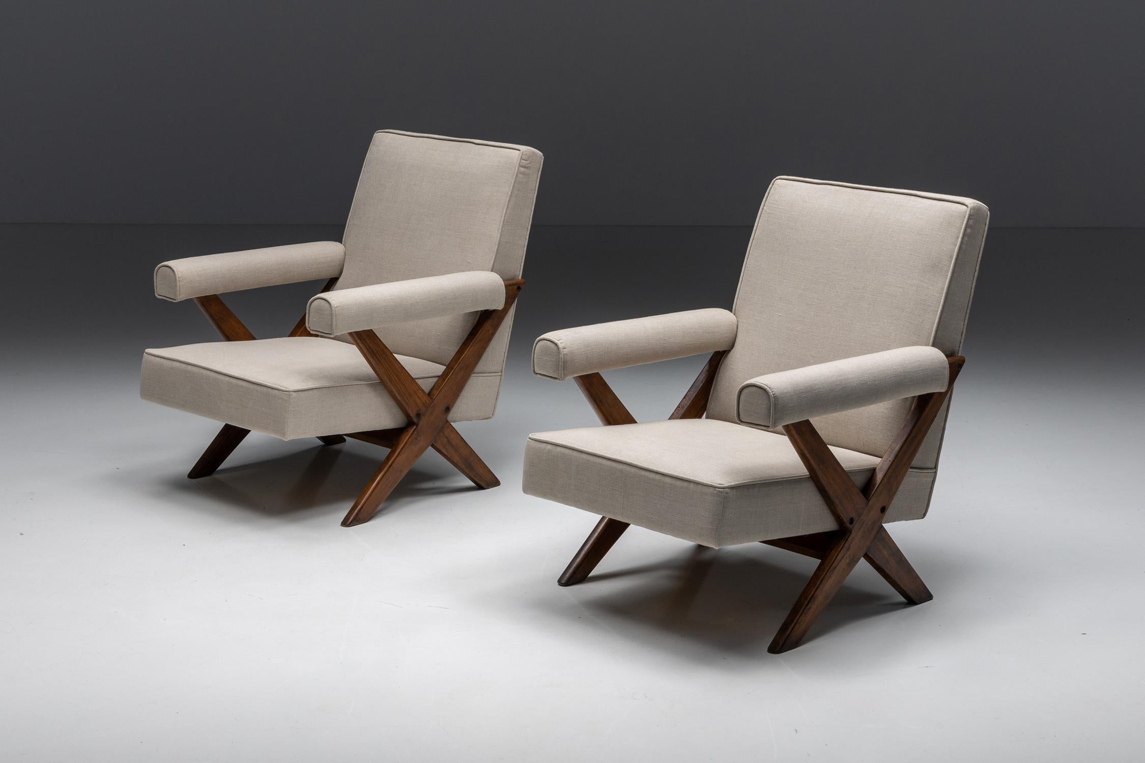 Lounge Chairs PJ-SI-48-A by Pierre Jeanneret, Solid Teak, Chandigarh, 1960s In Excellent Condition In Antwerp, BE