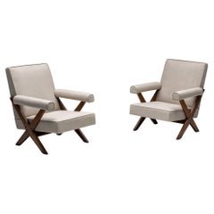 Lounge Chairs PJ-SI-48-A by Pierre Jeanneret, Solid Teak, Chandigarh, 1960s