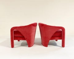 Lounge Chairs Restored in Loro Piana Pink Velvet, Pair