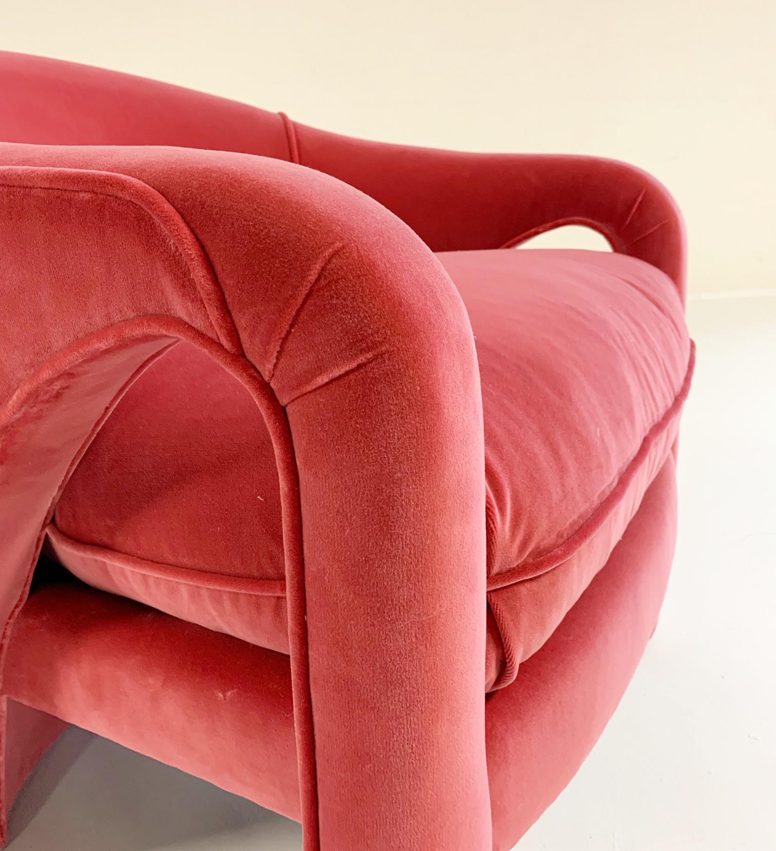 Lounge Chairs Restored in Loro Piana Pink Velvet, Pair 1