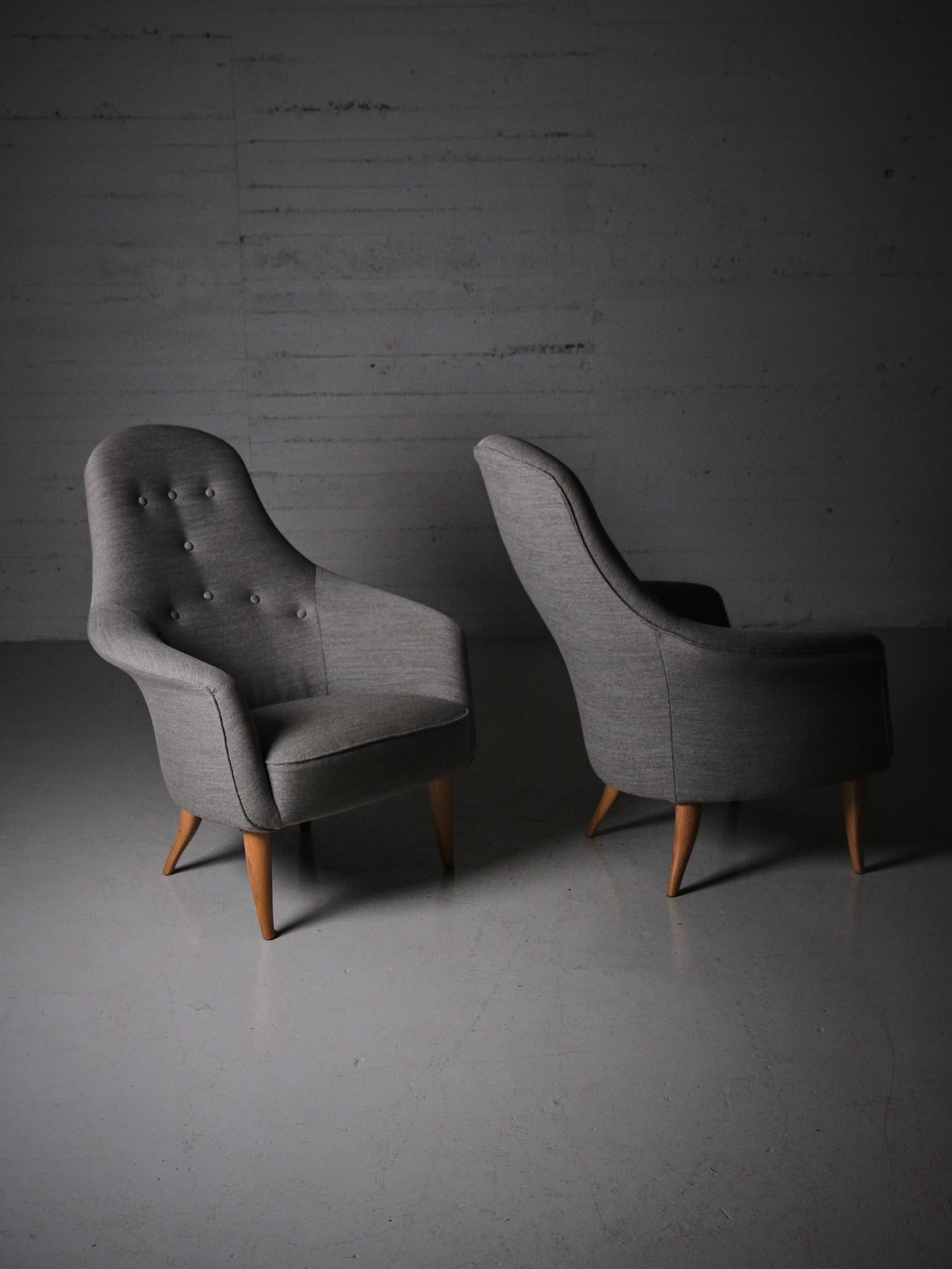 Scandinavian Modern Lounge chairs 'Stora Adam' by Kerstin Hörlin-Holmquist, NK, Sweden, 1960s For Sale
