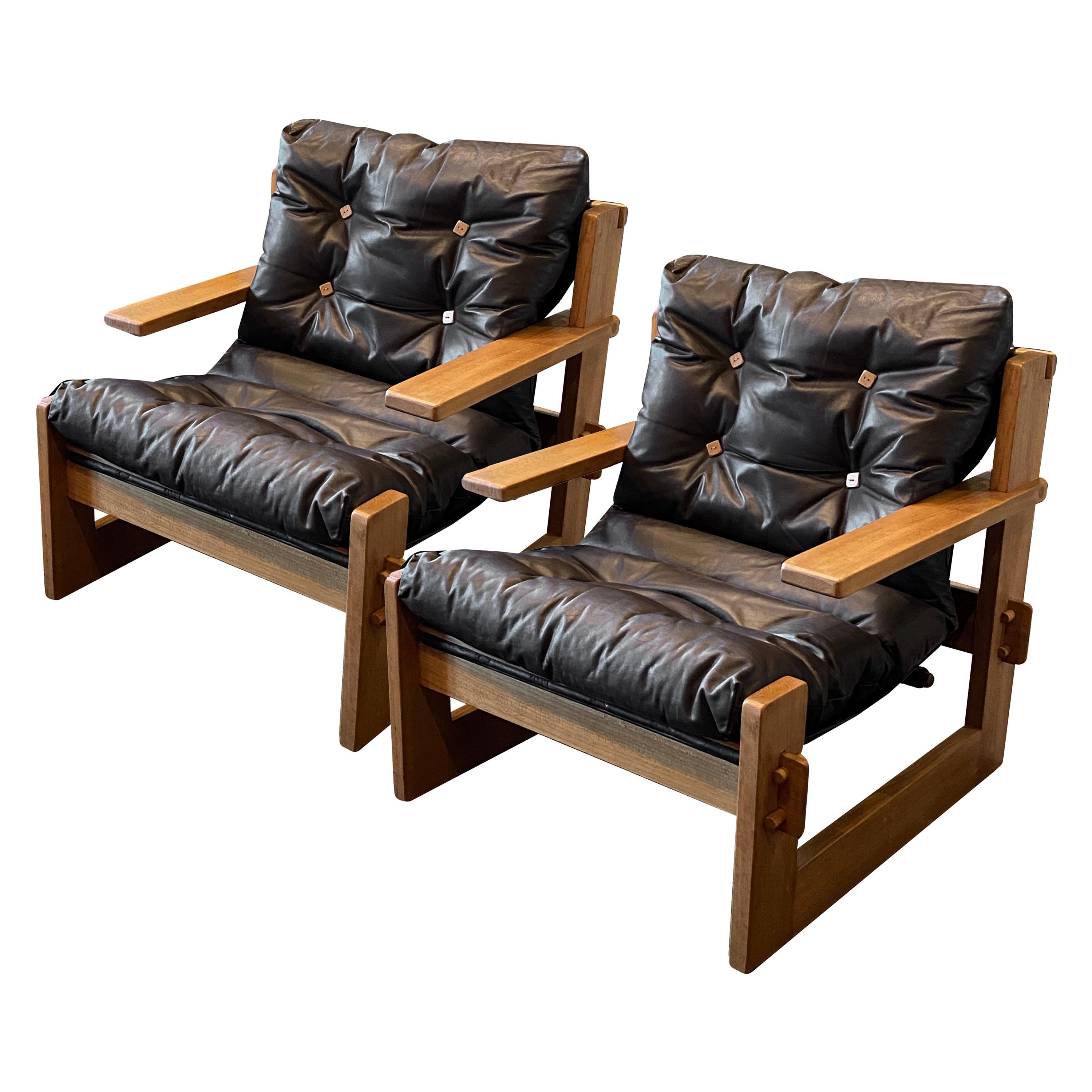 Lounge Chairs with Wood Buttons
