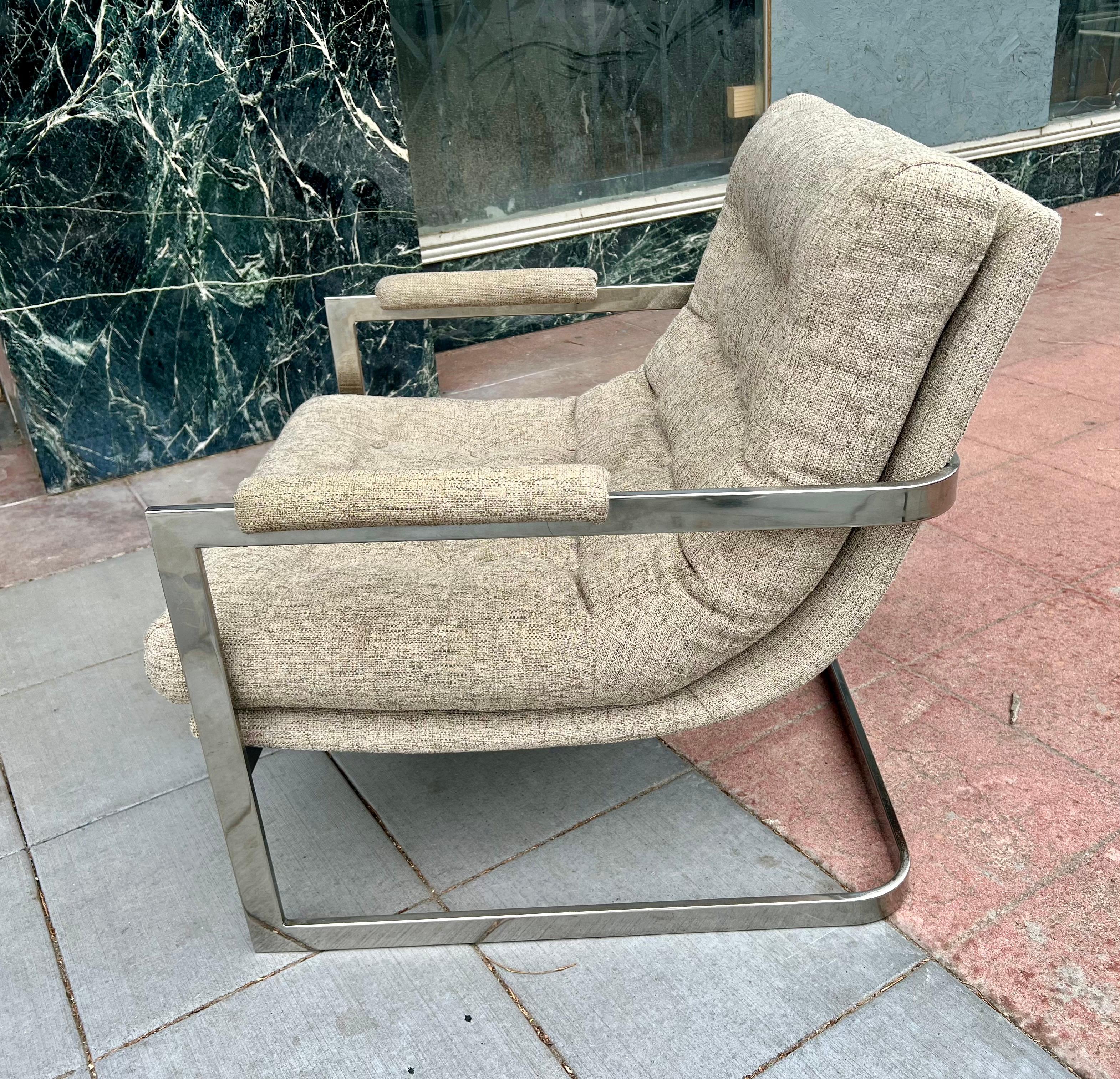 20th Century Lounge Chrome Armchair Designed by Milo Baughman Circa 1970's For Sale
