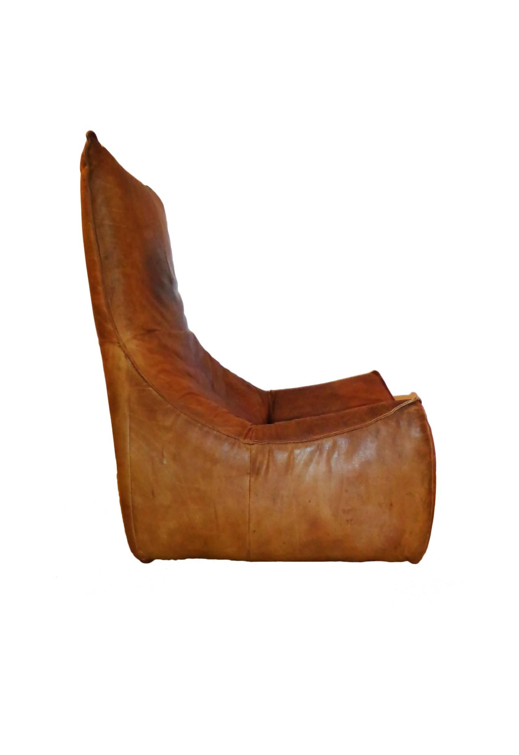 Late 20th Century Lounge Club Chair in Cognac Leather by Gerard Van Den Berg for Montis 1970 Dutch