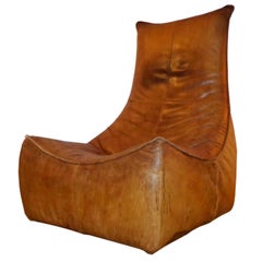 Lounge Club Chair in Cognac Leather by Gerard Van Den Berg for Montis 1970 Dutch
