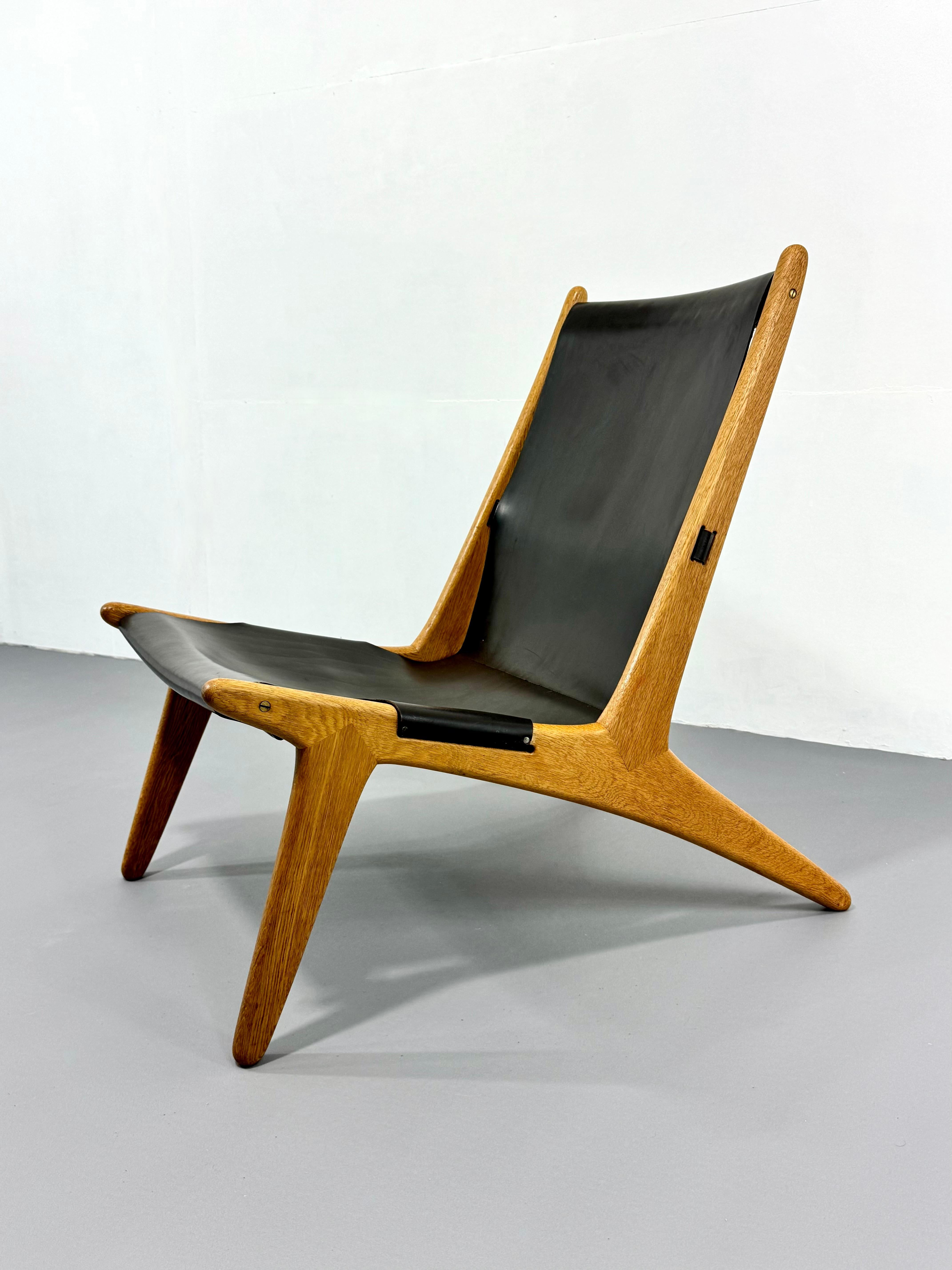 Mid-Century Modern Lounge Hunting Chair Model 204 Uno & Östen Kristiansson for Luxus, Sweden, 1954