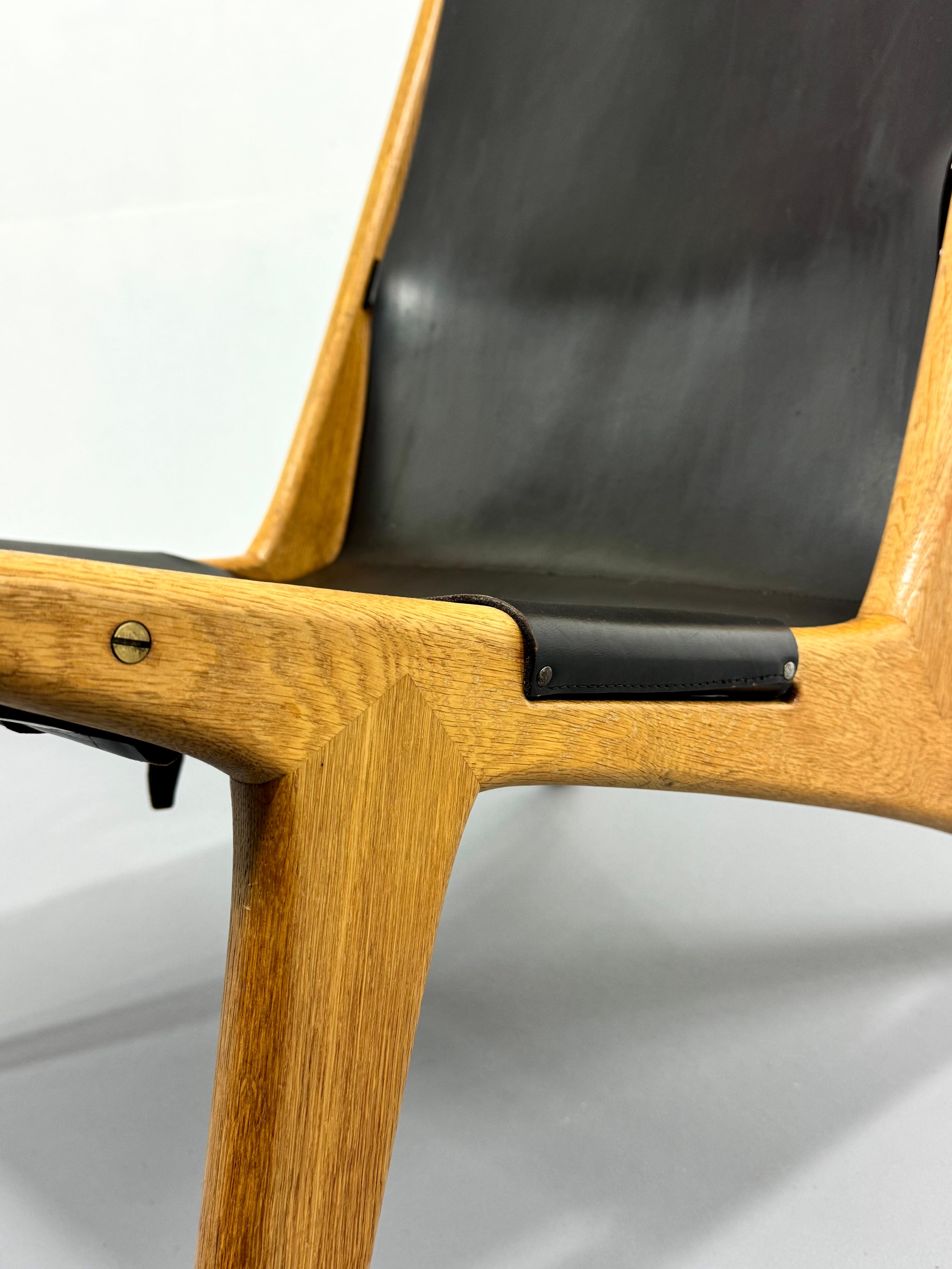 Hand-Crafted Lounge Hunting Chair Model 204 Uno & Östen Kristiansson for Luxus, Sweden, 1954
