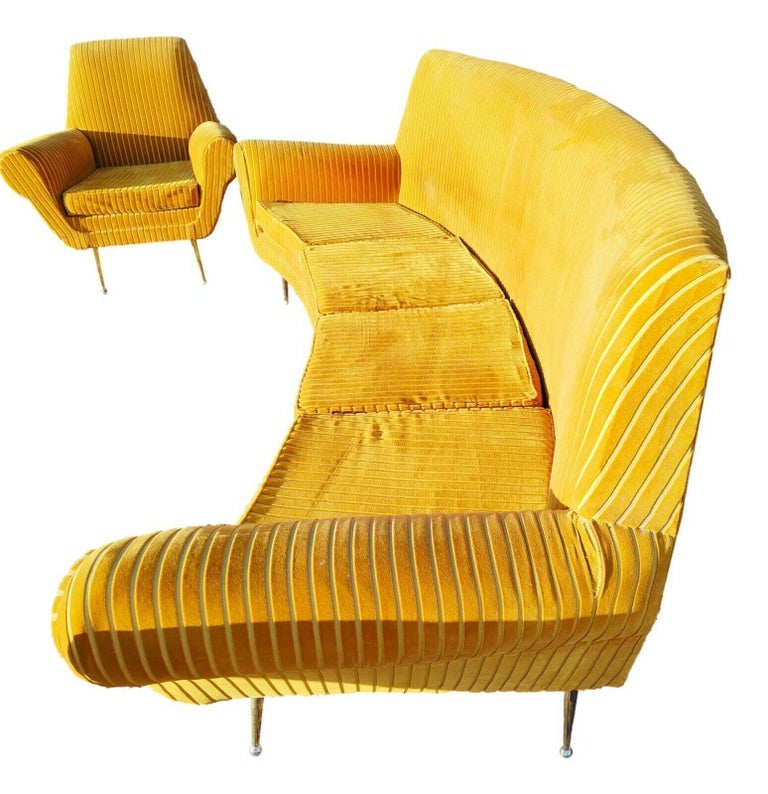 Lounge Italian Set Sofa and Two Armchairs Design Gigi Radice for Minotti, 1960s In Good Condition For Sale In taranto, IT