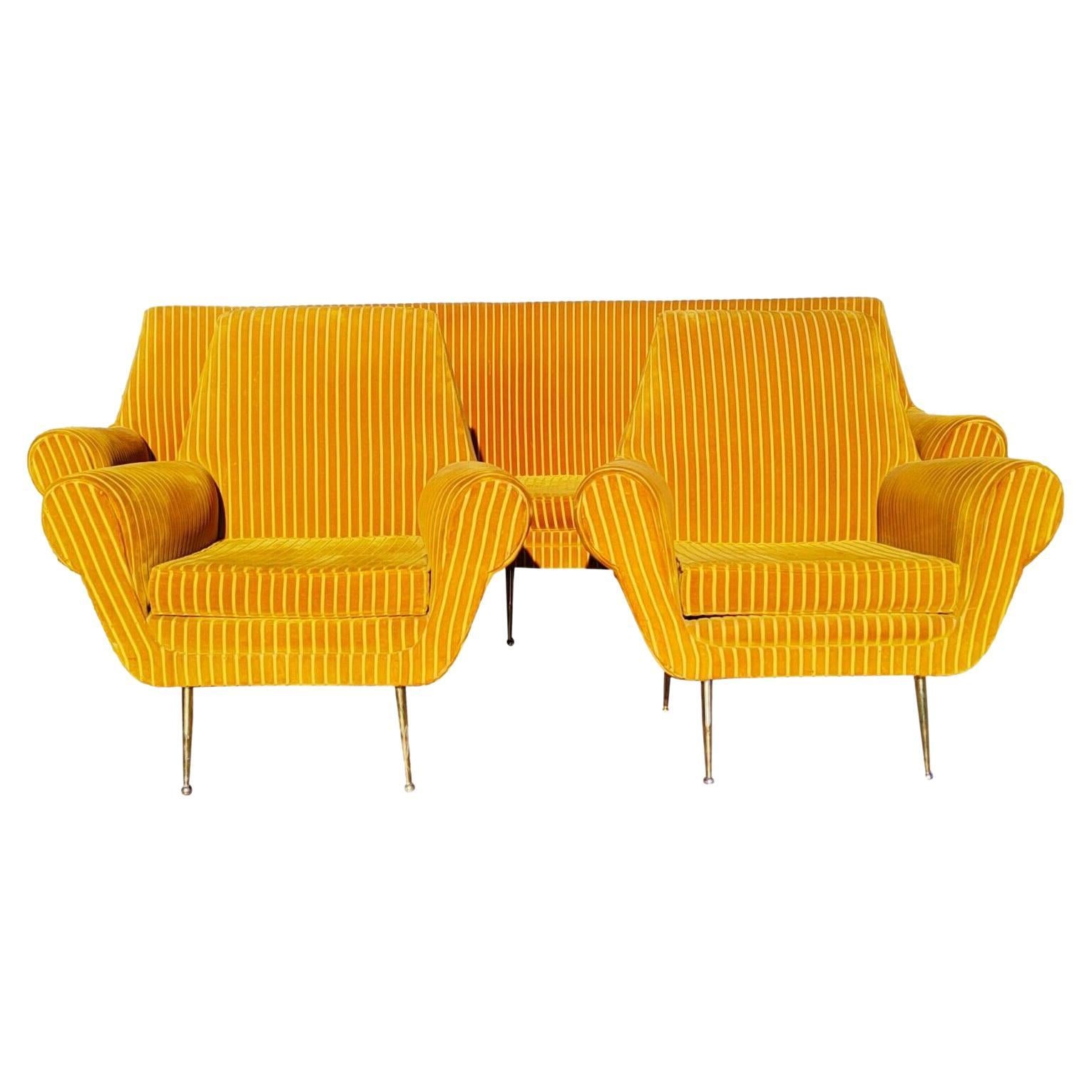 Lounge Italian Set Sofa and Two Armchairs Design Gigi Radice for Minotti, 1960s For Sale