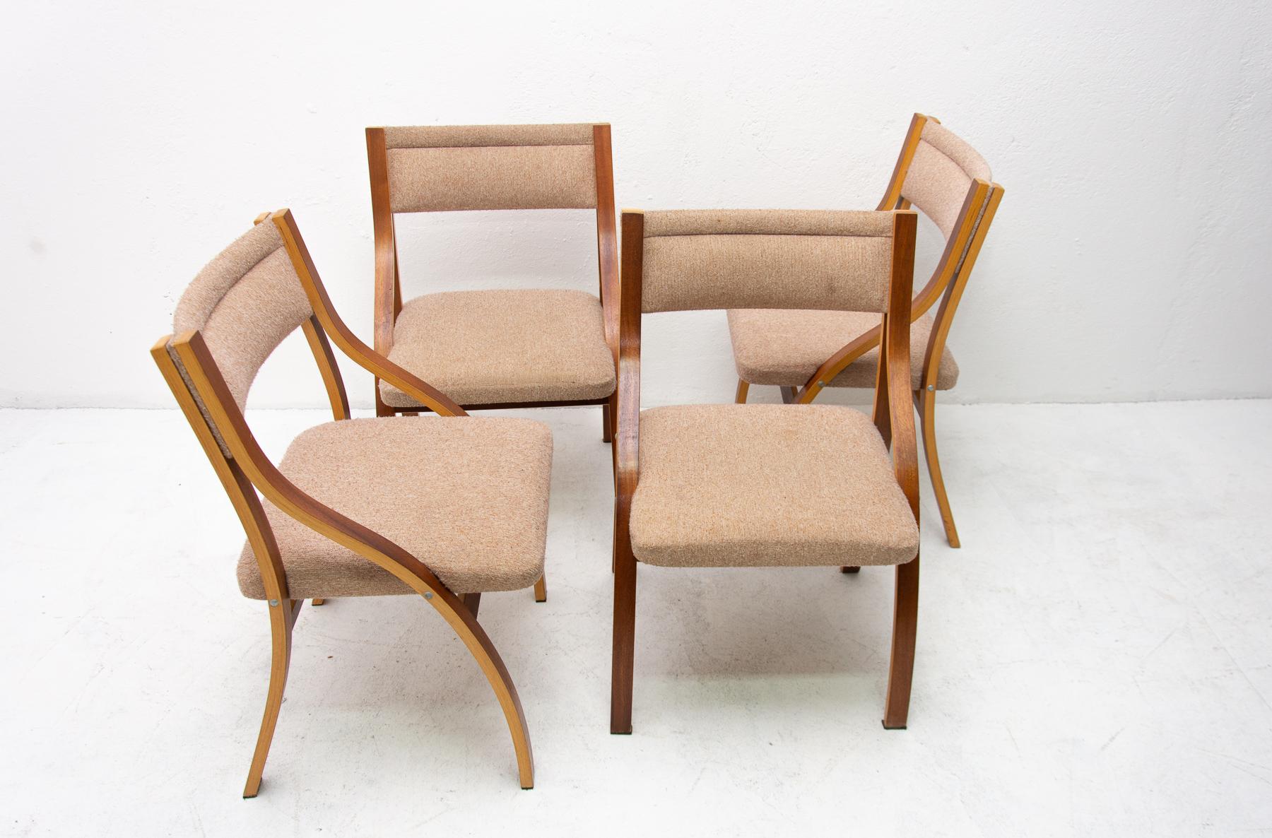 Lounge Mahogany Chairs by Ludvík Volák for Dřevopodnik Holešov, 1970s, Set of 4 3