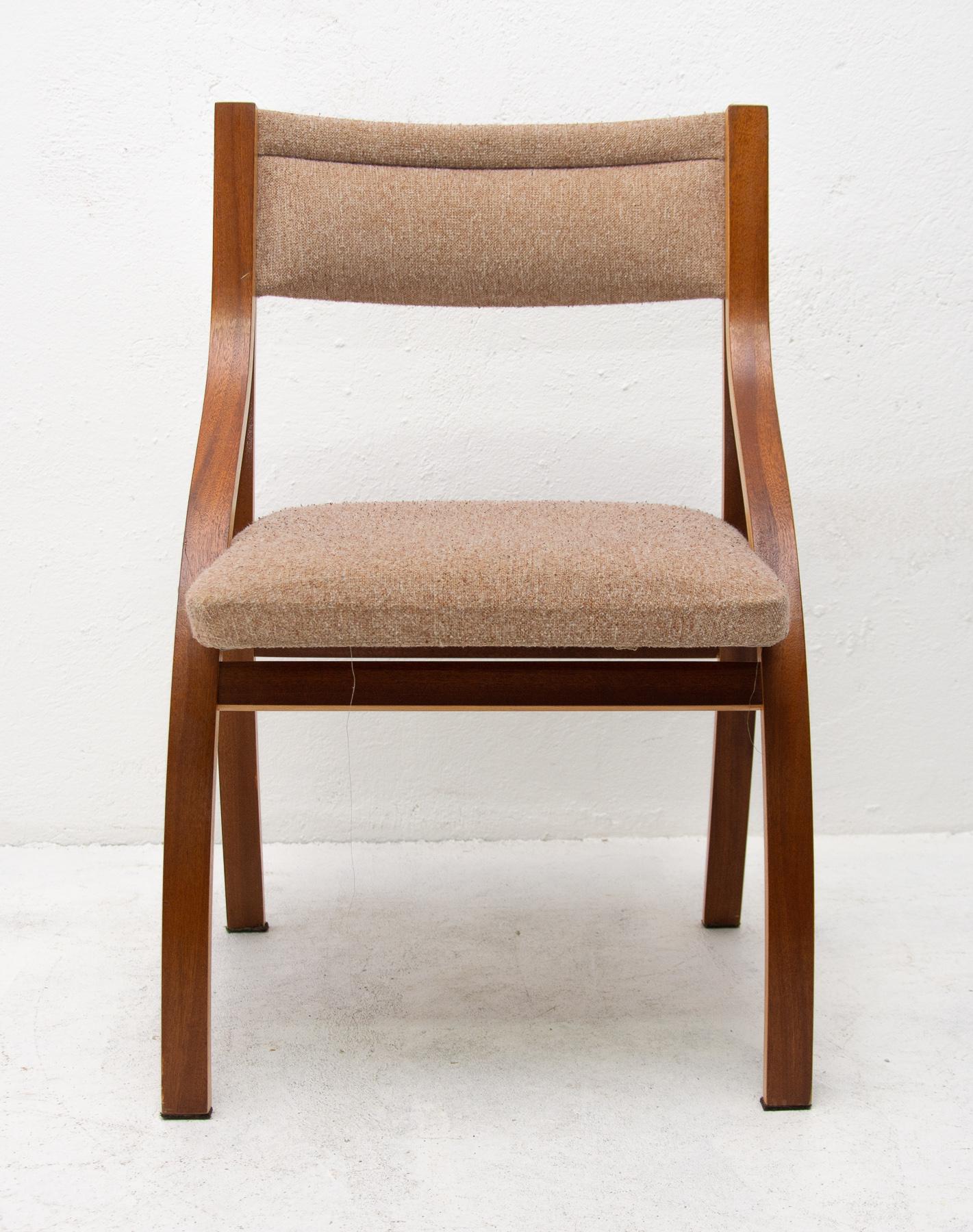 Lounge Mahogany Chairs by Ludvík Volák for Dřevopodnik Holešov, 1970s, Set of 4 4