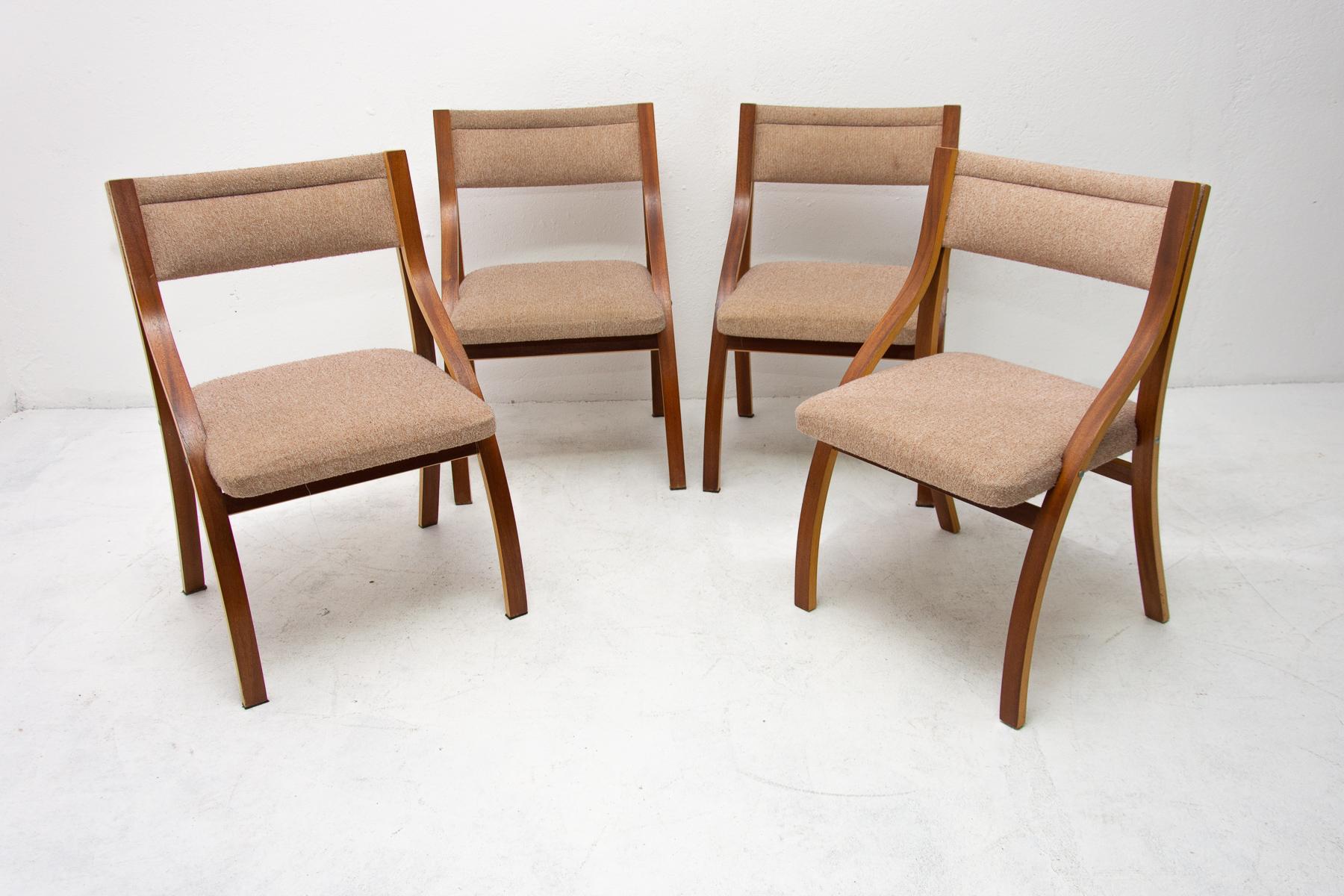 Late 20th Century Lounge Mahogany Chairs by Ludvík Volák for Dřevopodnik Holešov, 1970s, Set of 4