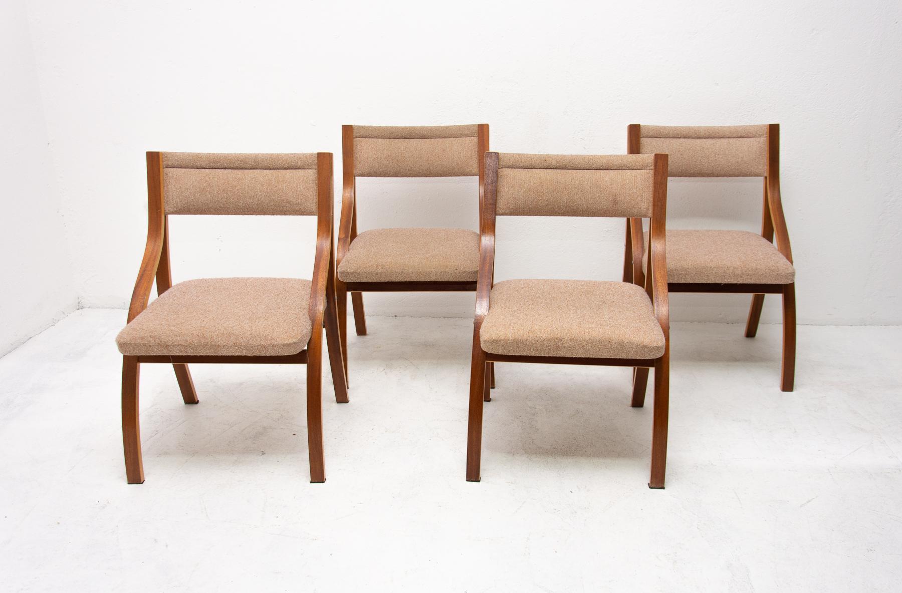Lounge Mahogany Chairs by Ludvík Volák for Dřevopodnik Holešov, 1970s, Set of 4 1
