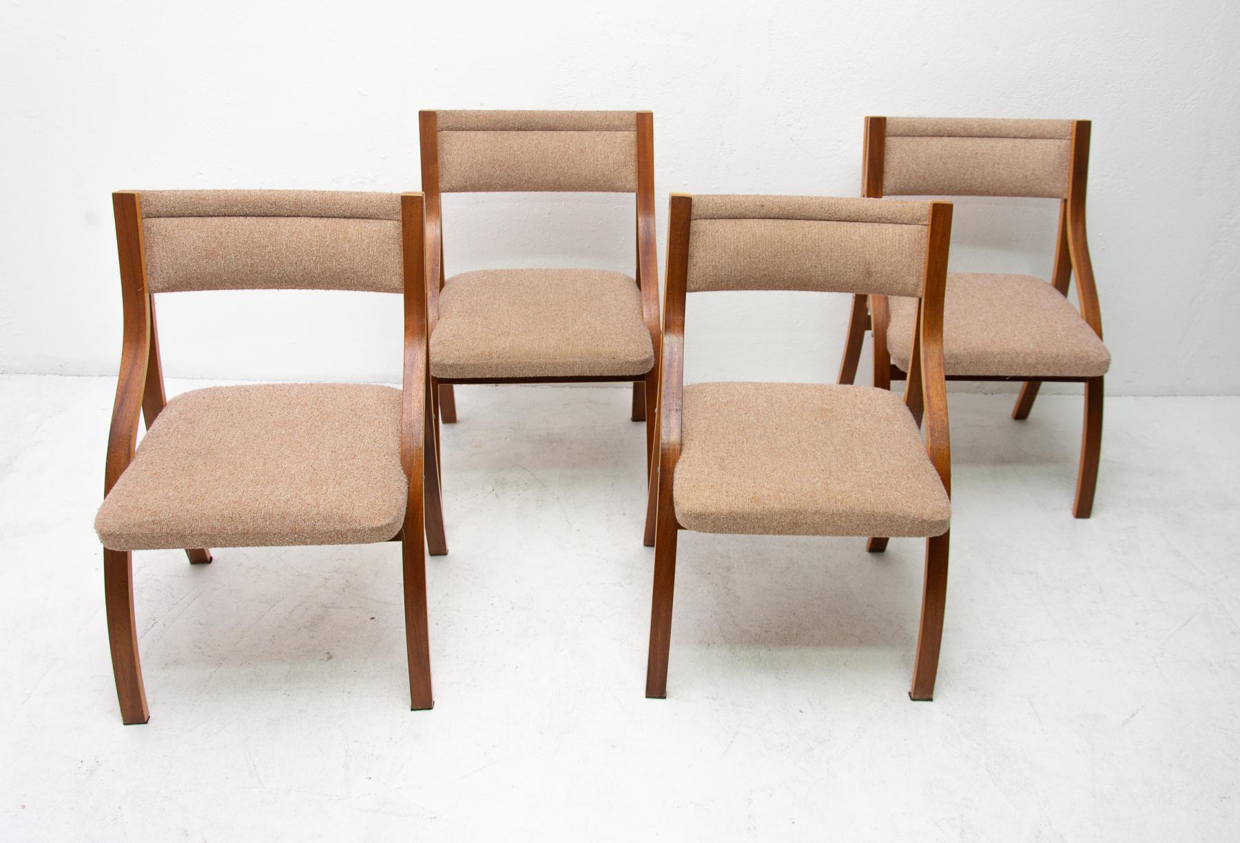 Lounge Mahogany Chairs by Ludvík Volák for Dřevopodnik Holešov, 1970s, Set of 4 2