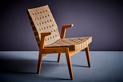 Lounge or Arm Chair in Dark Beige Webbing by Arden Riddle, US, 1950s