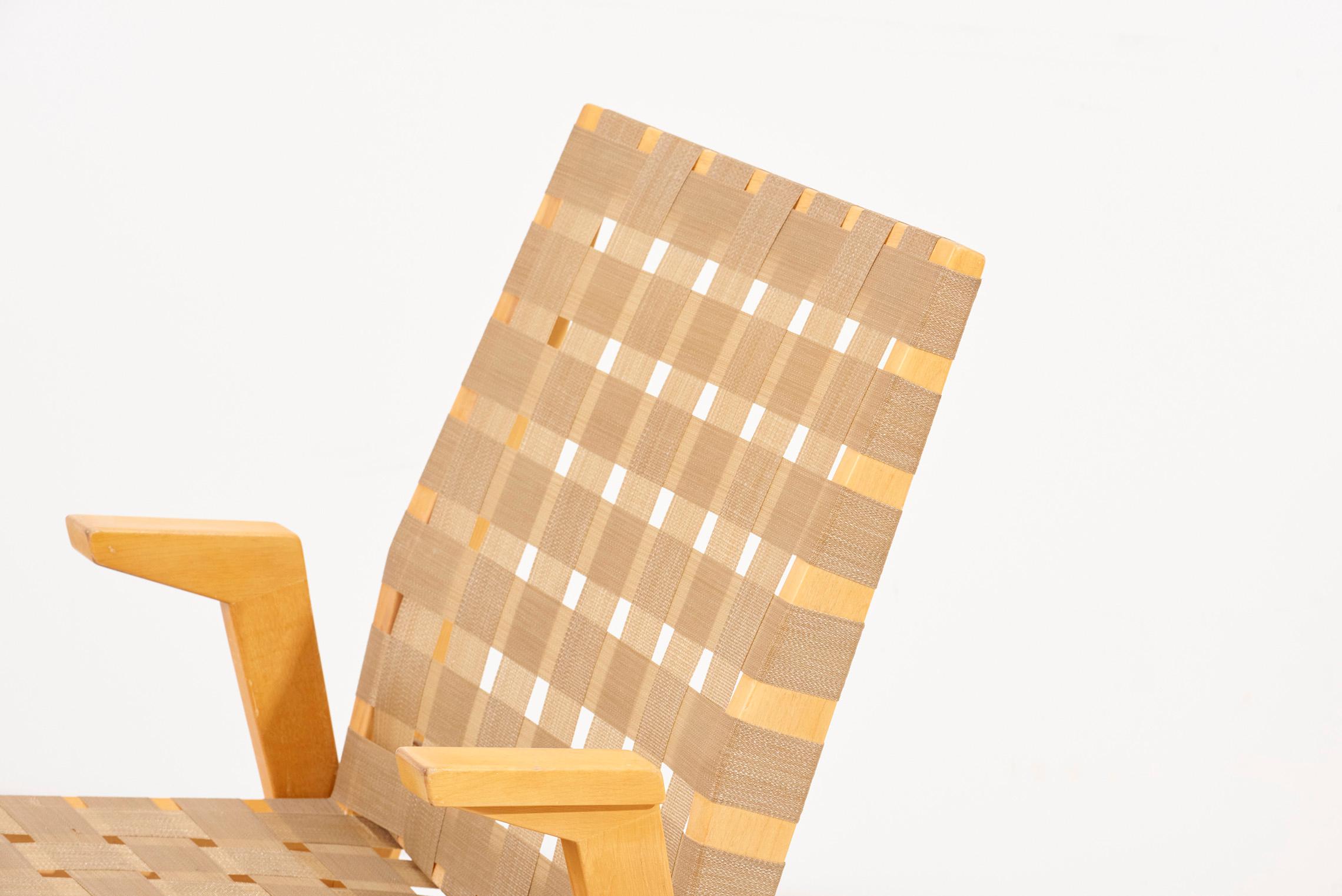 Lounge or Arm Chair in Dark Beige Webbing by Arden Riddle, US, 1950s ...