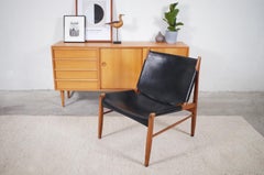 Lounge Sessel in Leder Und Teak Von Franz Xaver Lutz Für WK Möbel, 1958