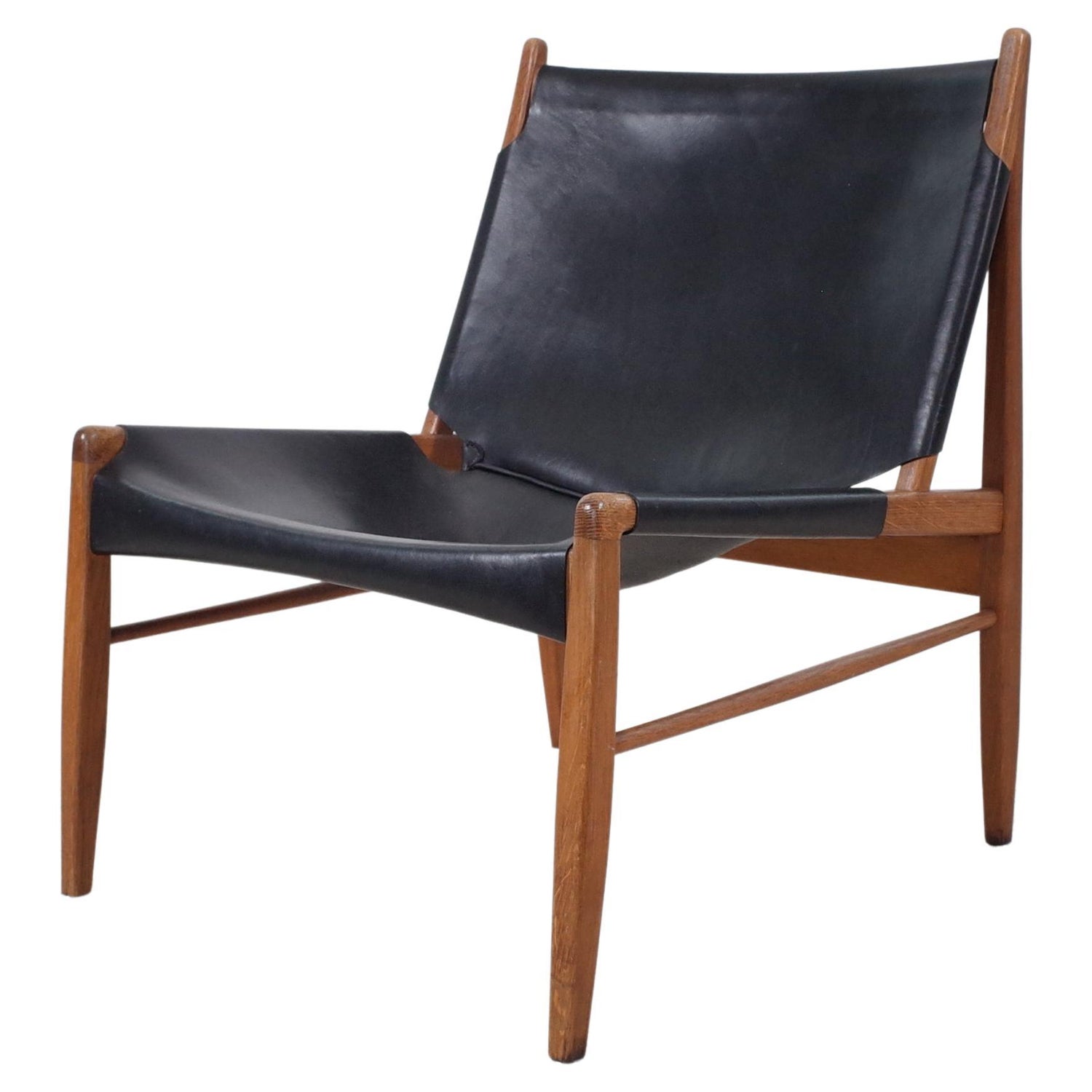 Franz Xaver Lutz Chimney Chair with Black Original Leather