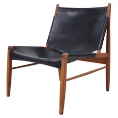 Lounge Sessel in Leder Und Teak Von Franz Xaver Lutz Für WK Möbel, 1958