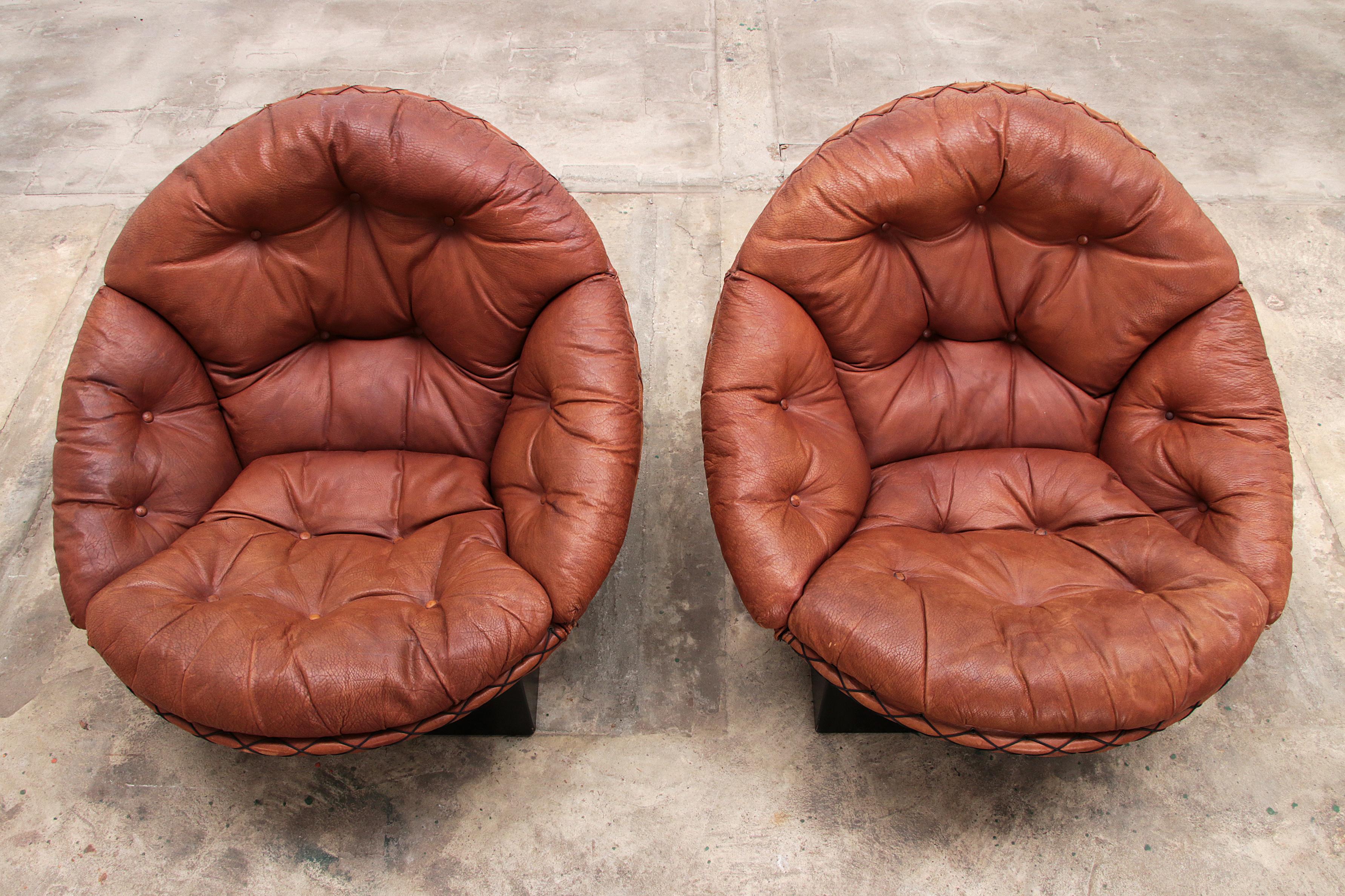 Lounge Set in Cognac color by Illum Wikkelsø for Ryesberg Møbler, 1970 1