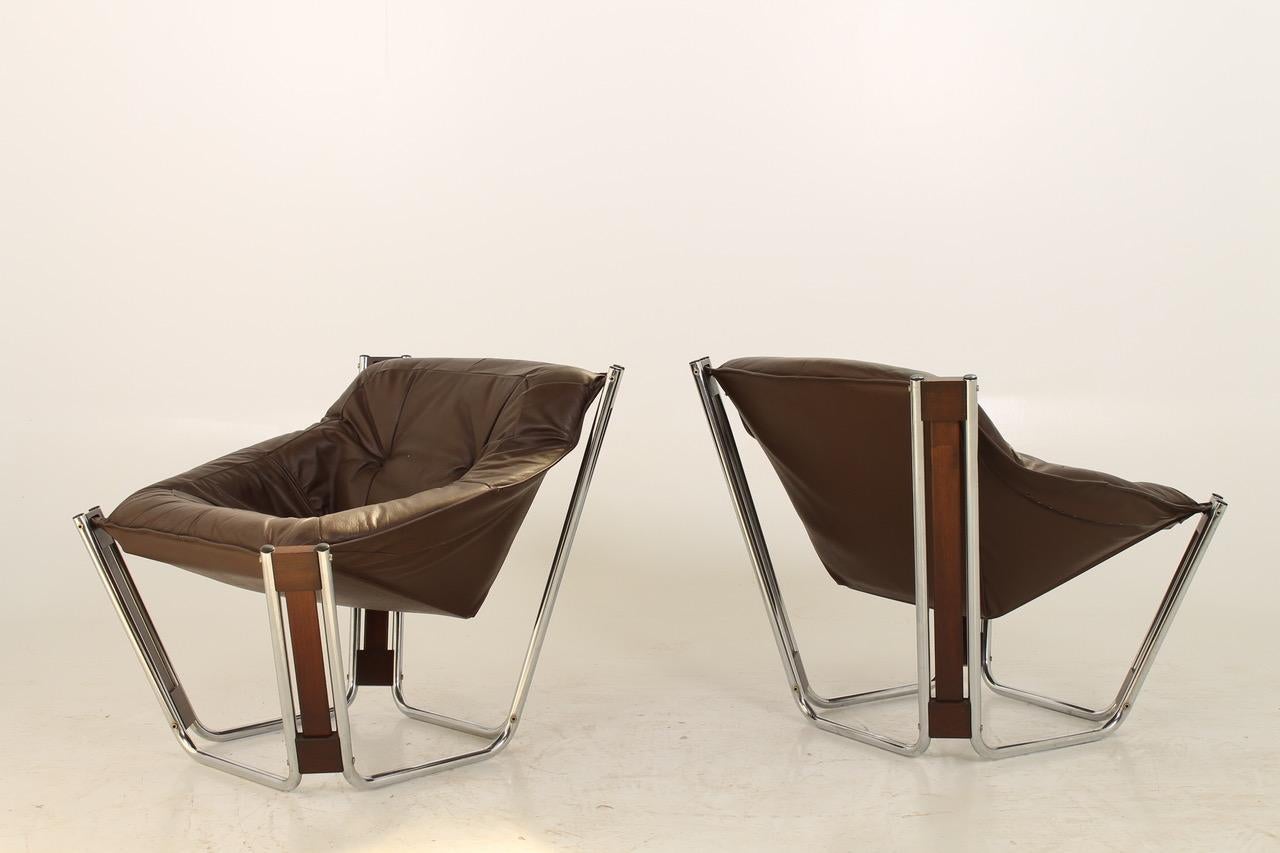 Mid-Century Modern Lounge Set in Leather, 1970s Style Designed by Odd Knutsen