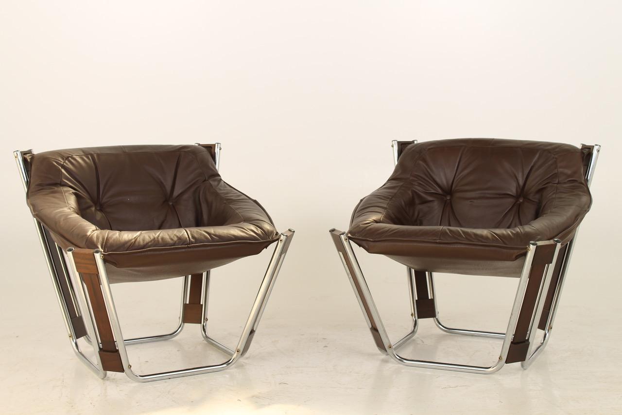Norwegian Lounge Set in Leather, 1970s Style Designed by Odd Knutsen