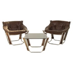 Lounge Set in Leather, 1970s Style Designed by Odd Knutsen
