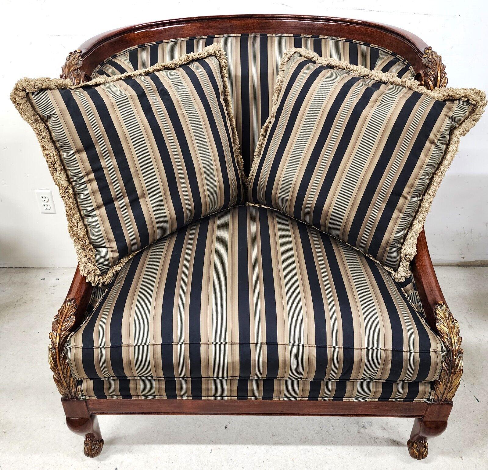 For FULL item description click on CONTINUE READING at the bottom of this page.

Offering One Of Our Recent Palm Beach Estate Fine Furniture Acquisitions Of An 
Oversized Lounge Settee Chair by Marge Carson
Impressively scaled statement chair
