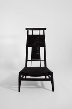 Fauteuil de salon, d'appoint ou de décoration à haut dossier Oficial, en bois massif et cordon de nylon
