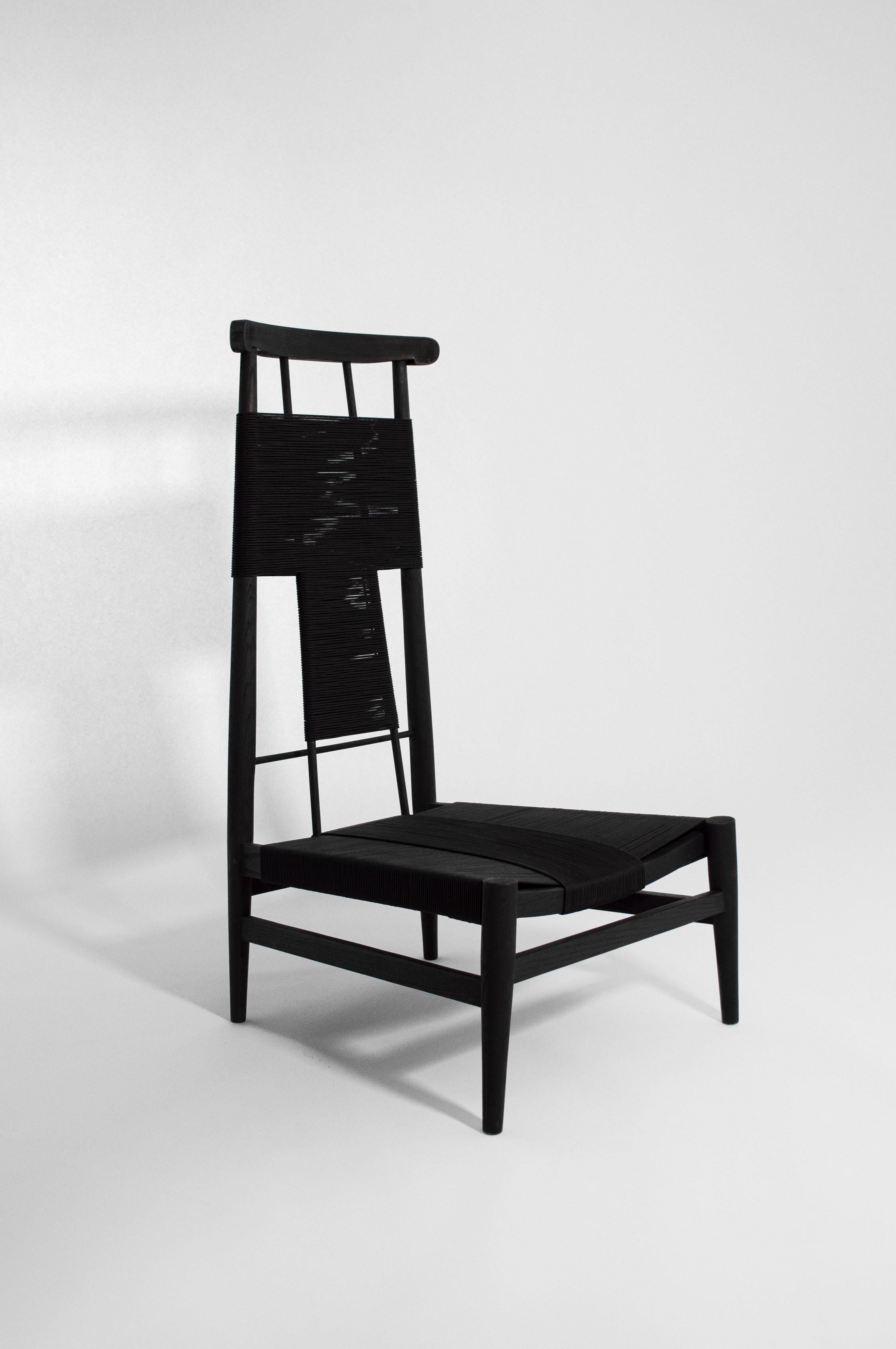 Moderno Sedia da salotto, laterale o con schienale alto OFICIAL, in Wood Wood e Corde di Nylon in vendita