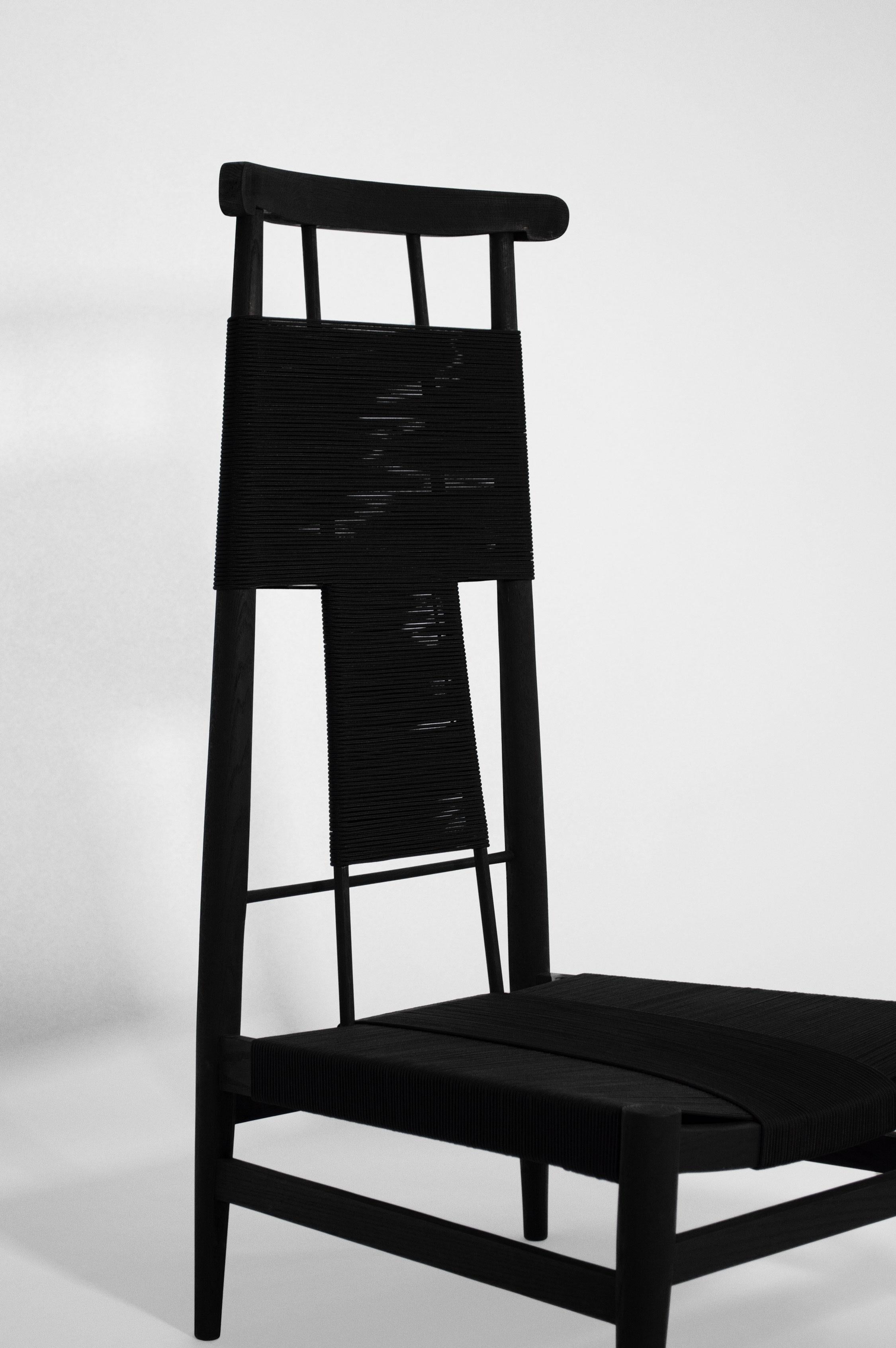 Messicano Sedia da salotto, laterale o con schienale alto OFICIAL, in Wood Wood e Corde di Nylon in vendita
