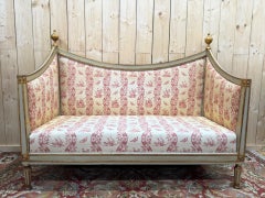 Lounge suite canapé and pair of bergères – Louis XVI Period – Repainted wood and