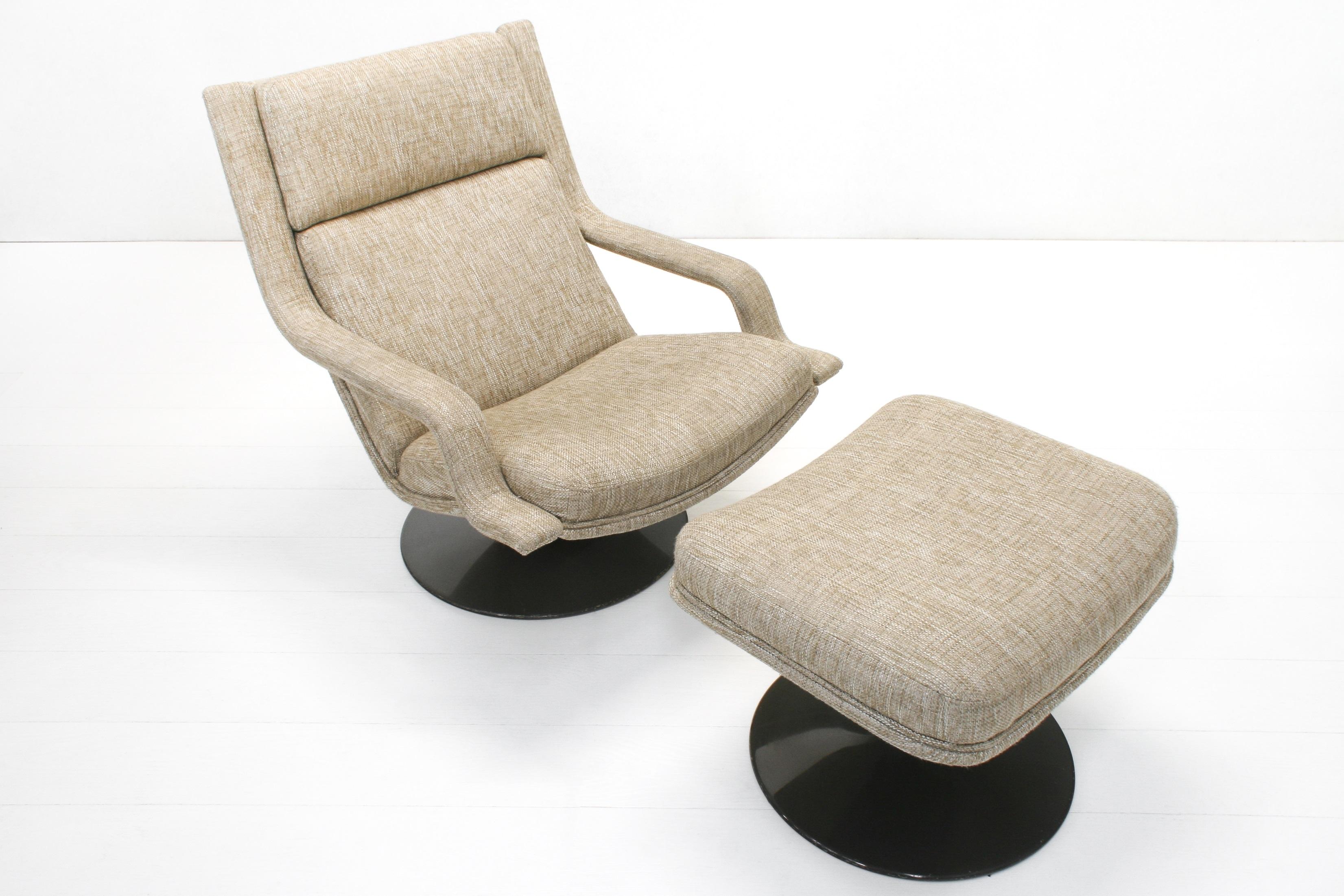 20th Century Lounge Swivel Chair & Ottoman by Geoffrey David Harcourt for Artifort