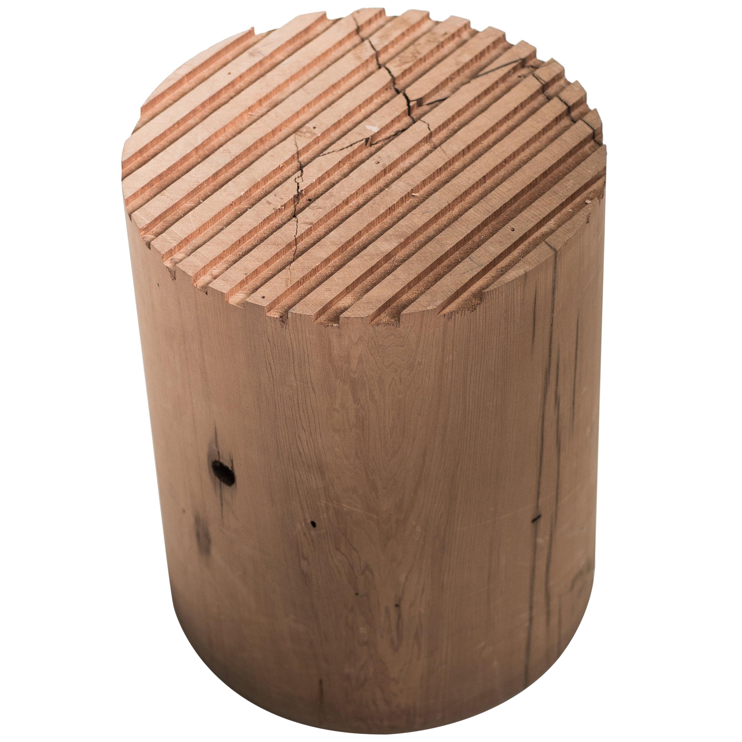 The Stump Stool - Turned Vintage Wood Stool Side Table For Sale