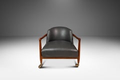 Lounge Tub Barrel Chair in Walnut & Vinyl After Finn Andersen, USA, c. 1960s