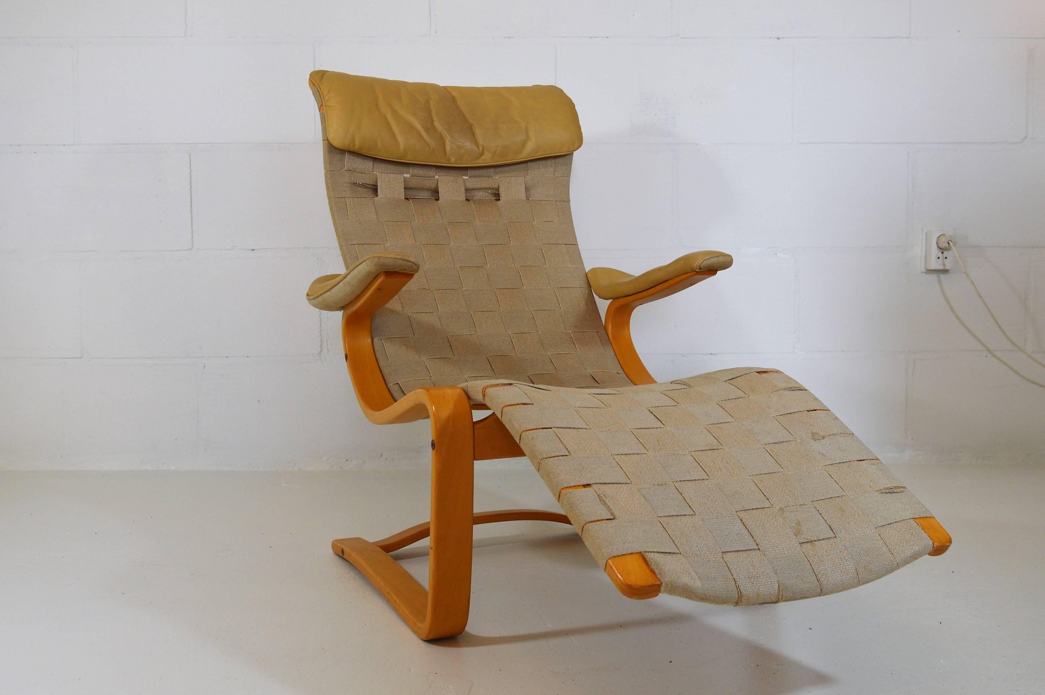 Leather Lounge Chair by Gustav Axel Berg by Broderna Andersson, Sweden, 1970