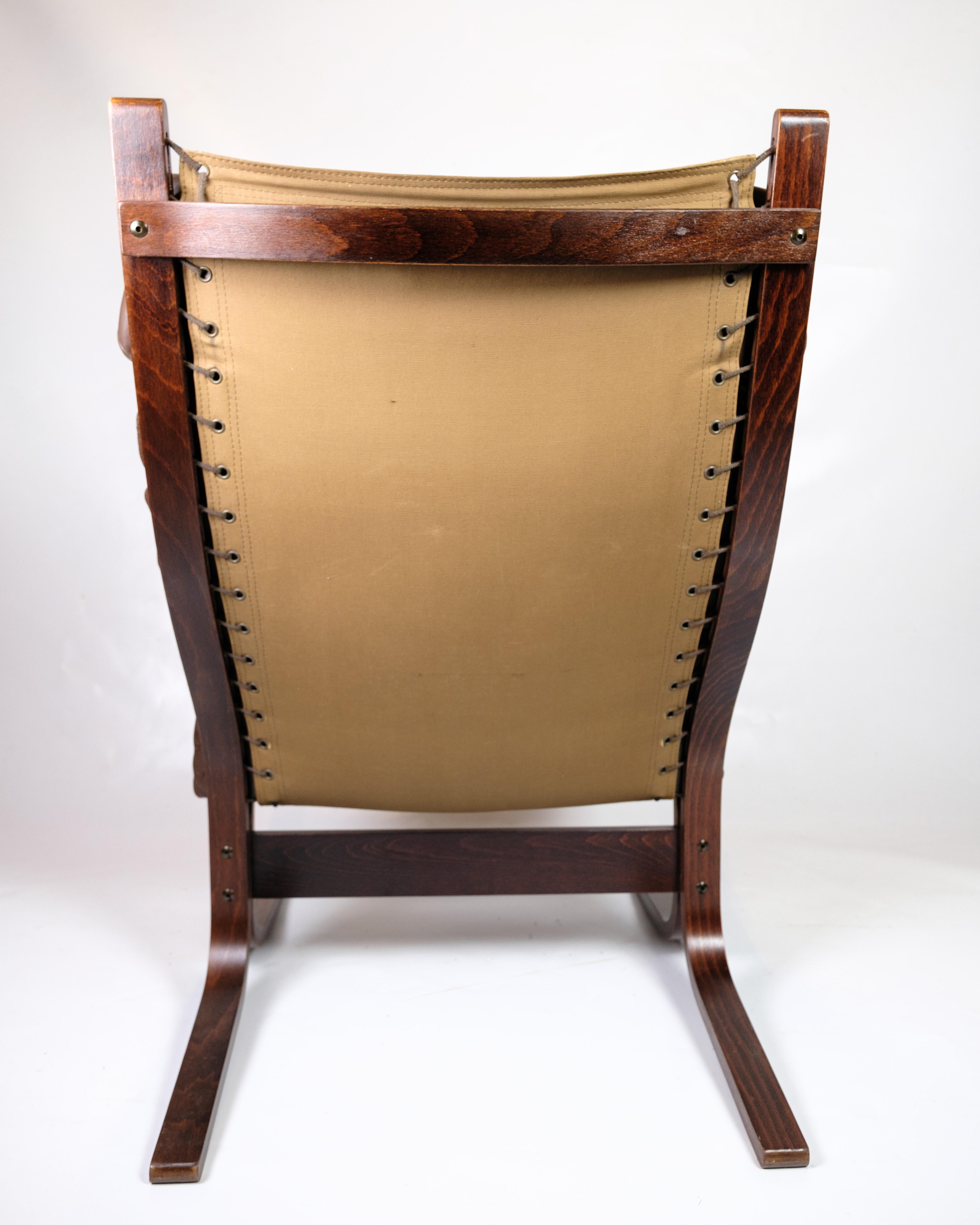Norwegian Loungechair Model Siesta Made In Mahogany & Brown Leather By Sigurd Ressell