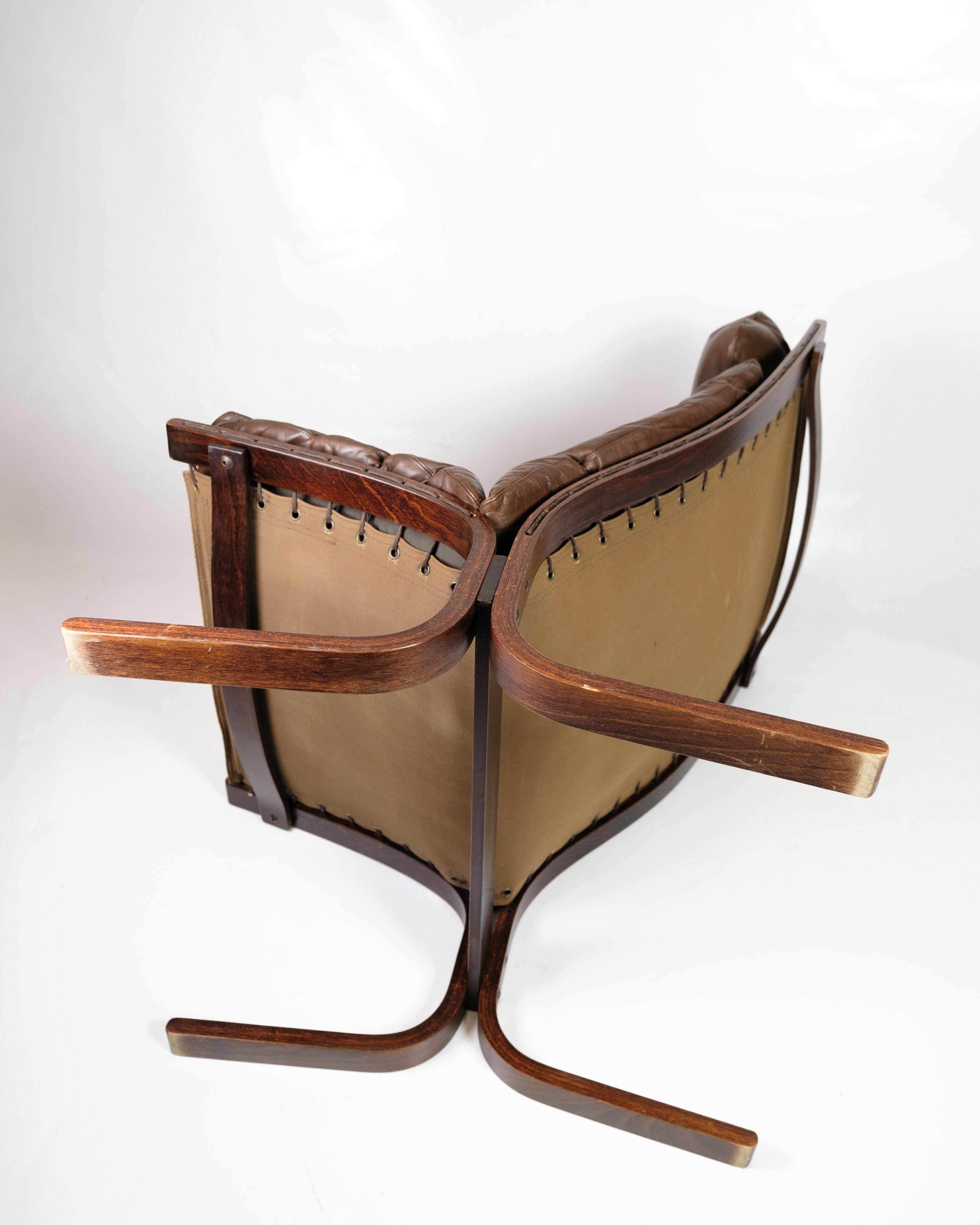 Loungechair Model Siesta Made In Mahogany & Brown Leather By Sigurd Ressell In Good Condition In Lejre, DK