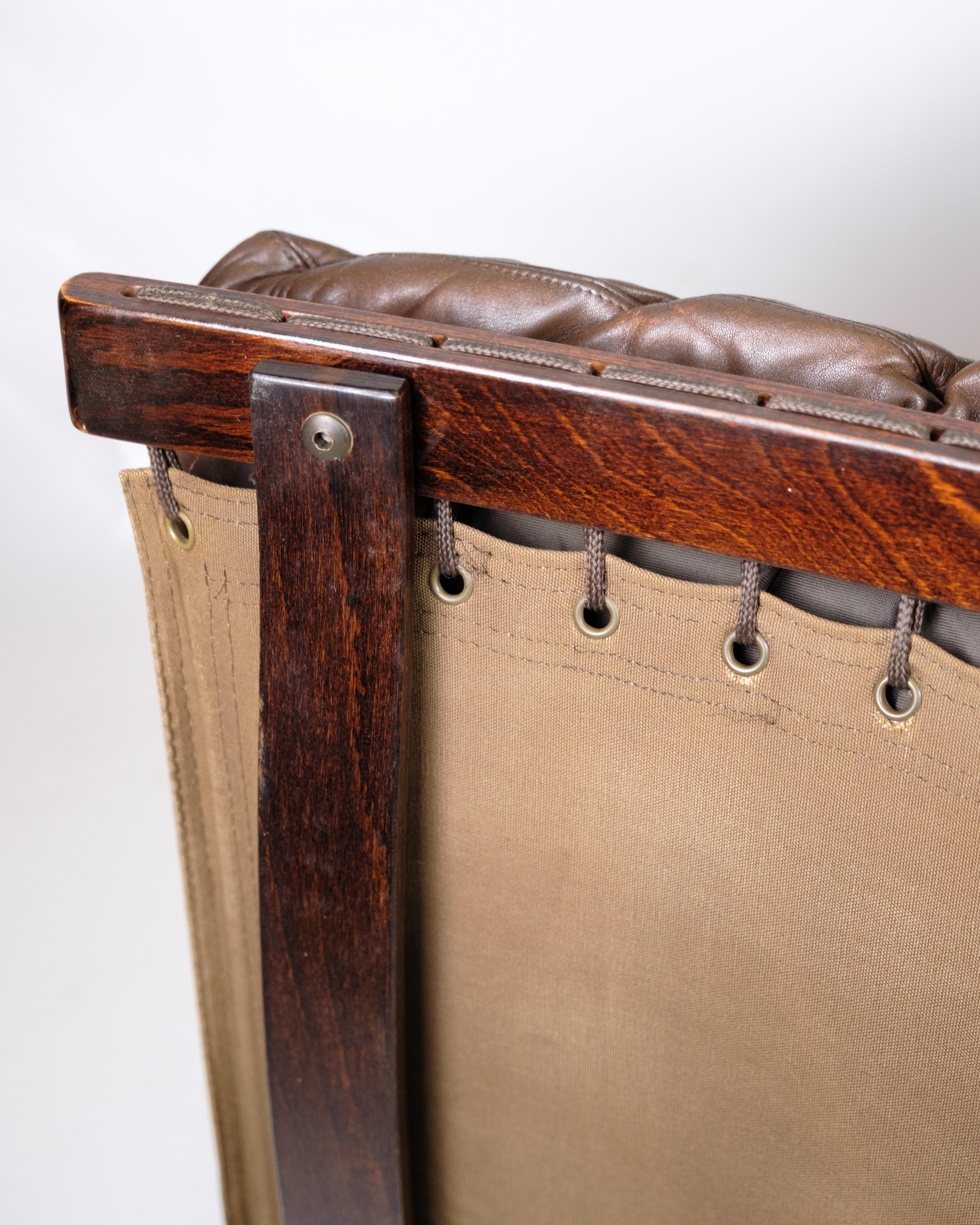 Late 20th Century Loungechair Model Siesta Made In Mahogany & Brown Leather By Sigurd Ressell