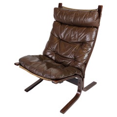 Loungechair Model Siesta Made In Mahogany & Brown Leather By Sigurd Ressell