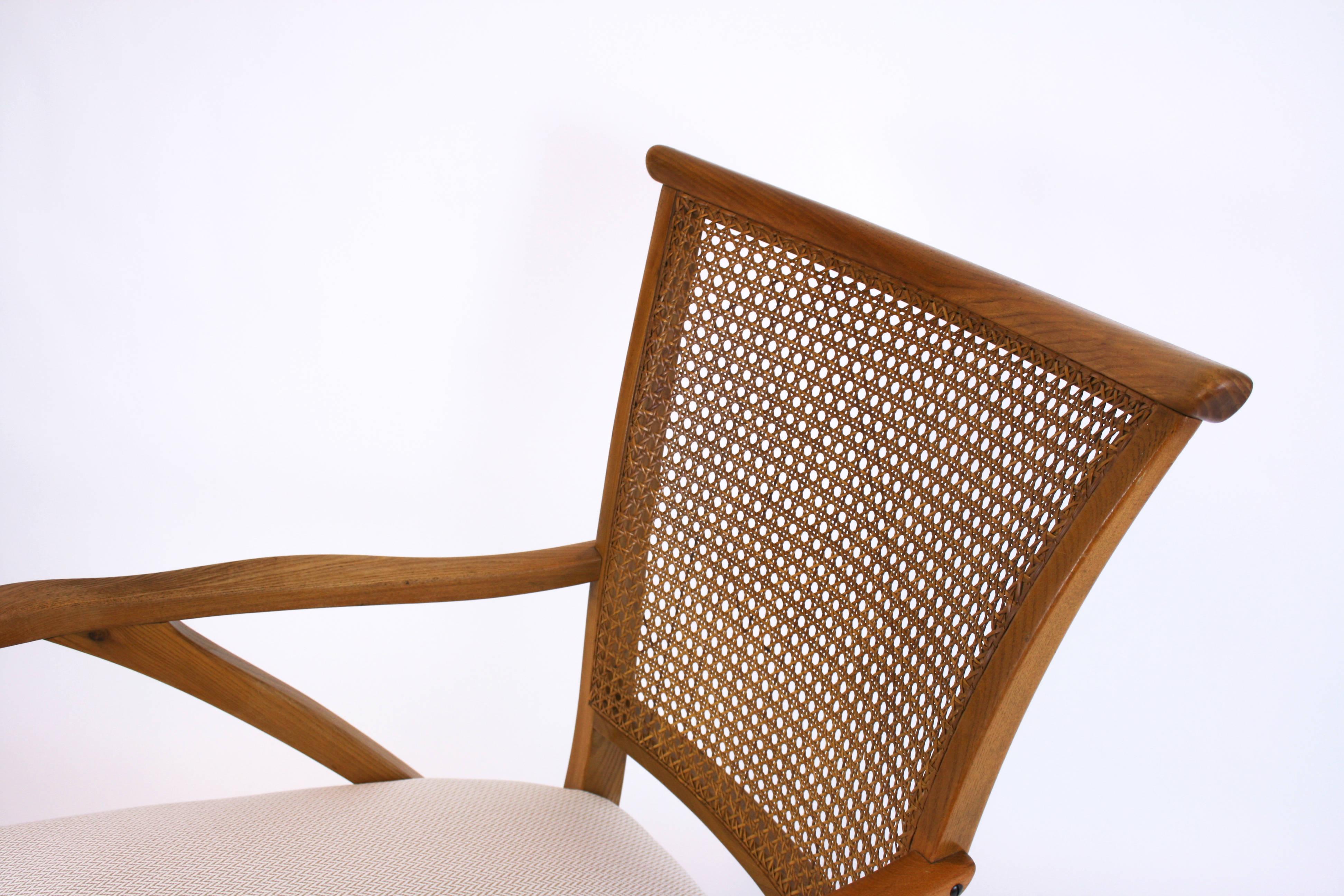 Austrian Lounge Chair or Armchair Wood Design Style Kagan Wickerwork Vienna Austria 1950s For Sale