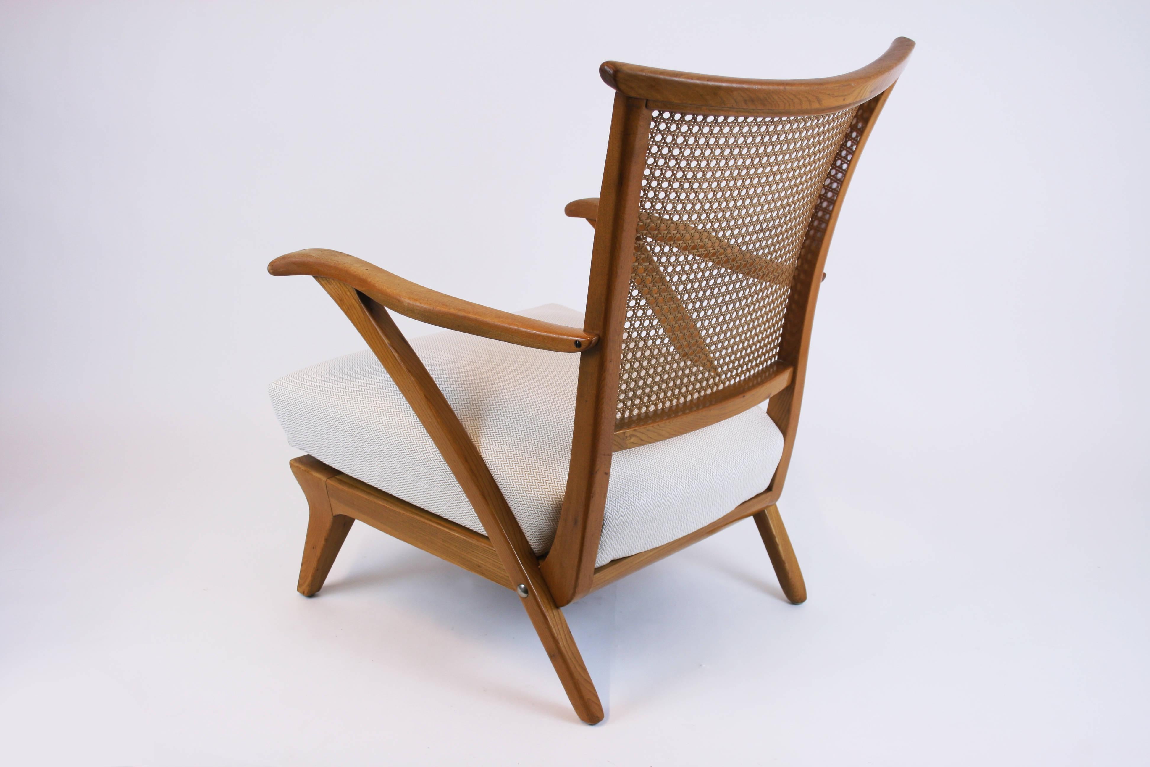 Lounge Chair or Armchair Wood Design Style Kagan Wickerwork Vienna Austria 1950s For Sale 2