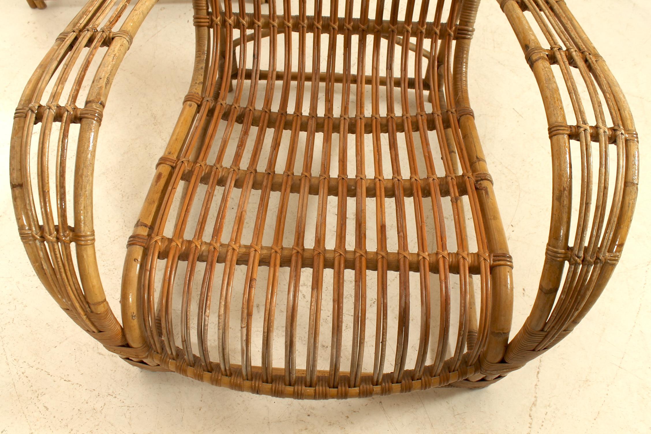 Bamboo Loungers and stool, model VB 136 by Viggo Boesen for Nissen & Co, Denmark. For Sale
