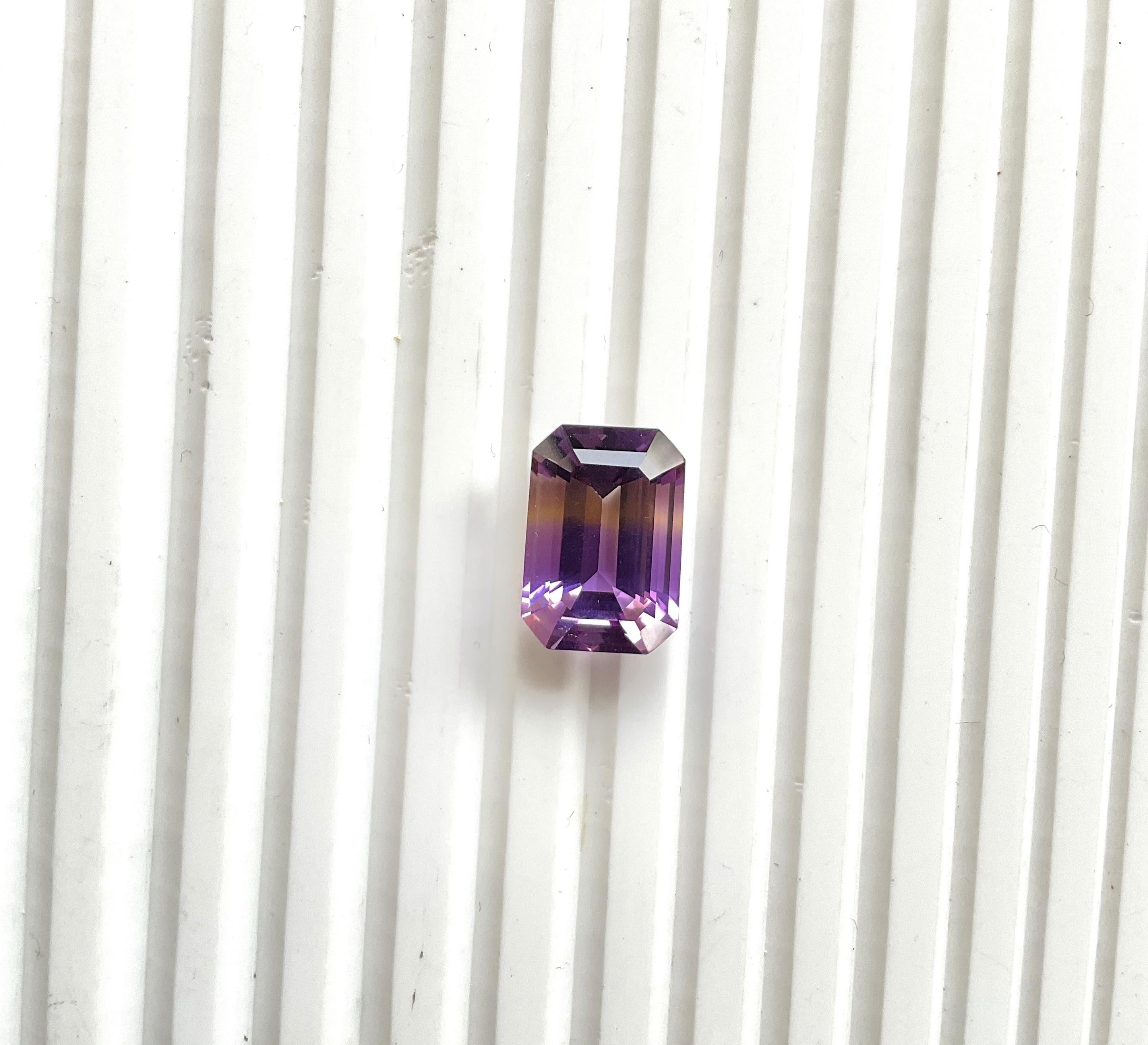 Gemstone Natural Ametrine
Clarity : Loupe Clean
Shape : Octagon
Size : 16x11x8 mm
Weight : 10.30 Carats
Origin : Bolivia
Treatment : None
.