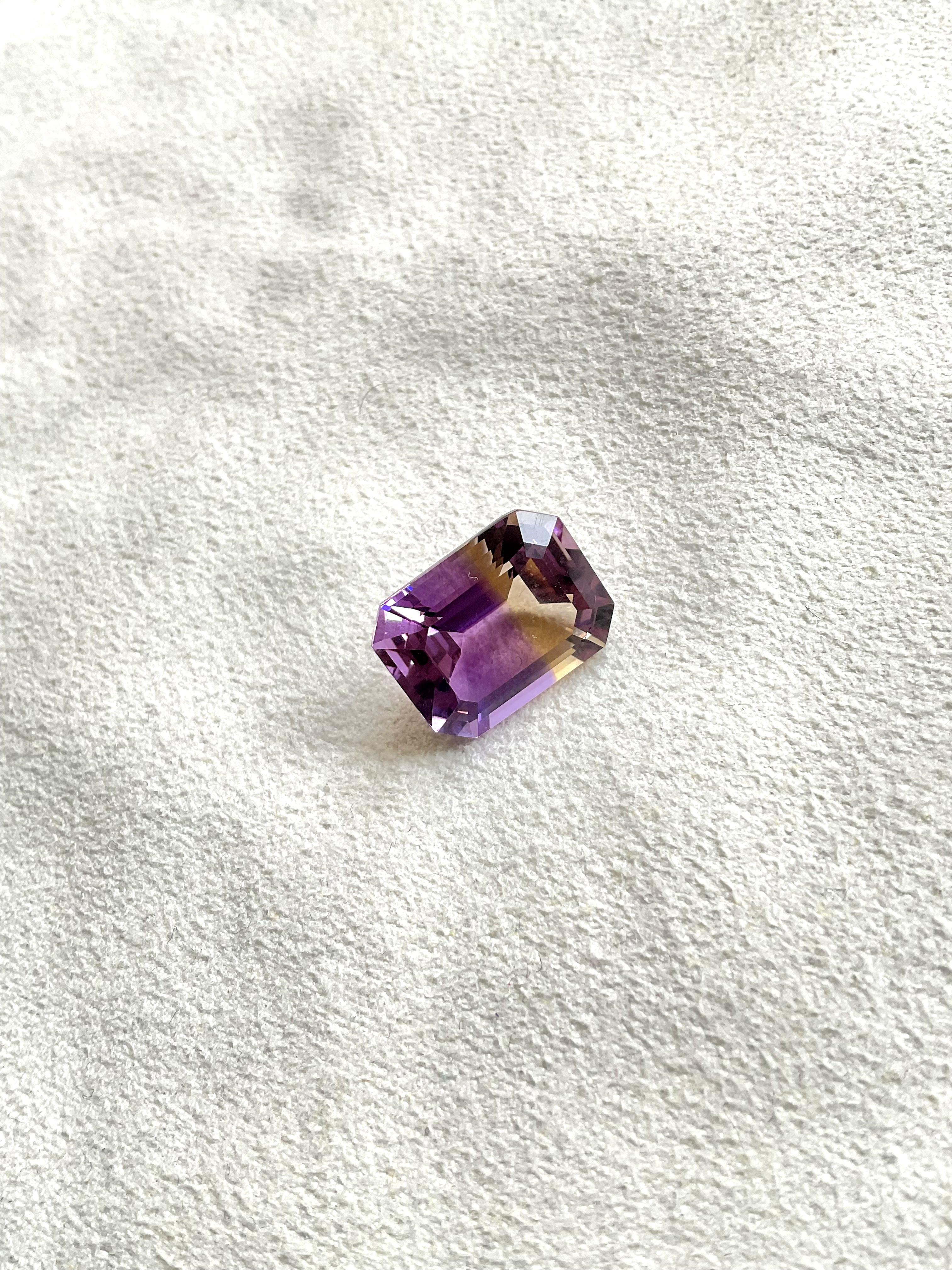 Loupe clean 11.25 cts Ametrine Octagon step Faceted For Jewelry Natural Gemstone In New Condition For Sale In Jaipur, RJ