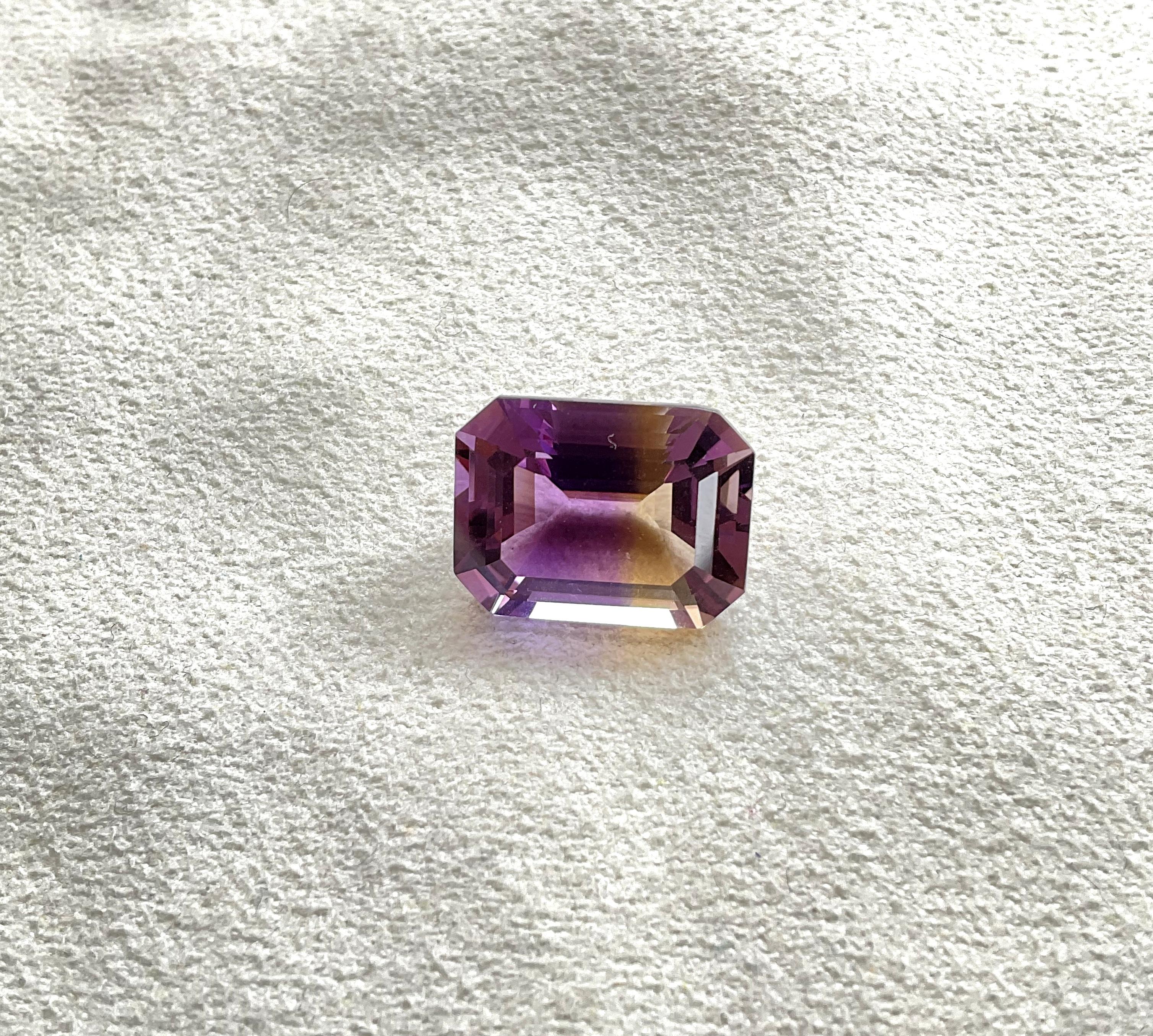 Women's or Men's Loupe clean 11.25 cts Ametrine Octagon step Faceted For Jewelry Natural Gemstone For Sale