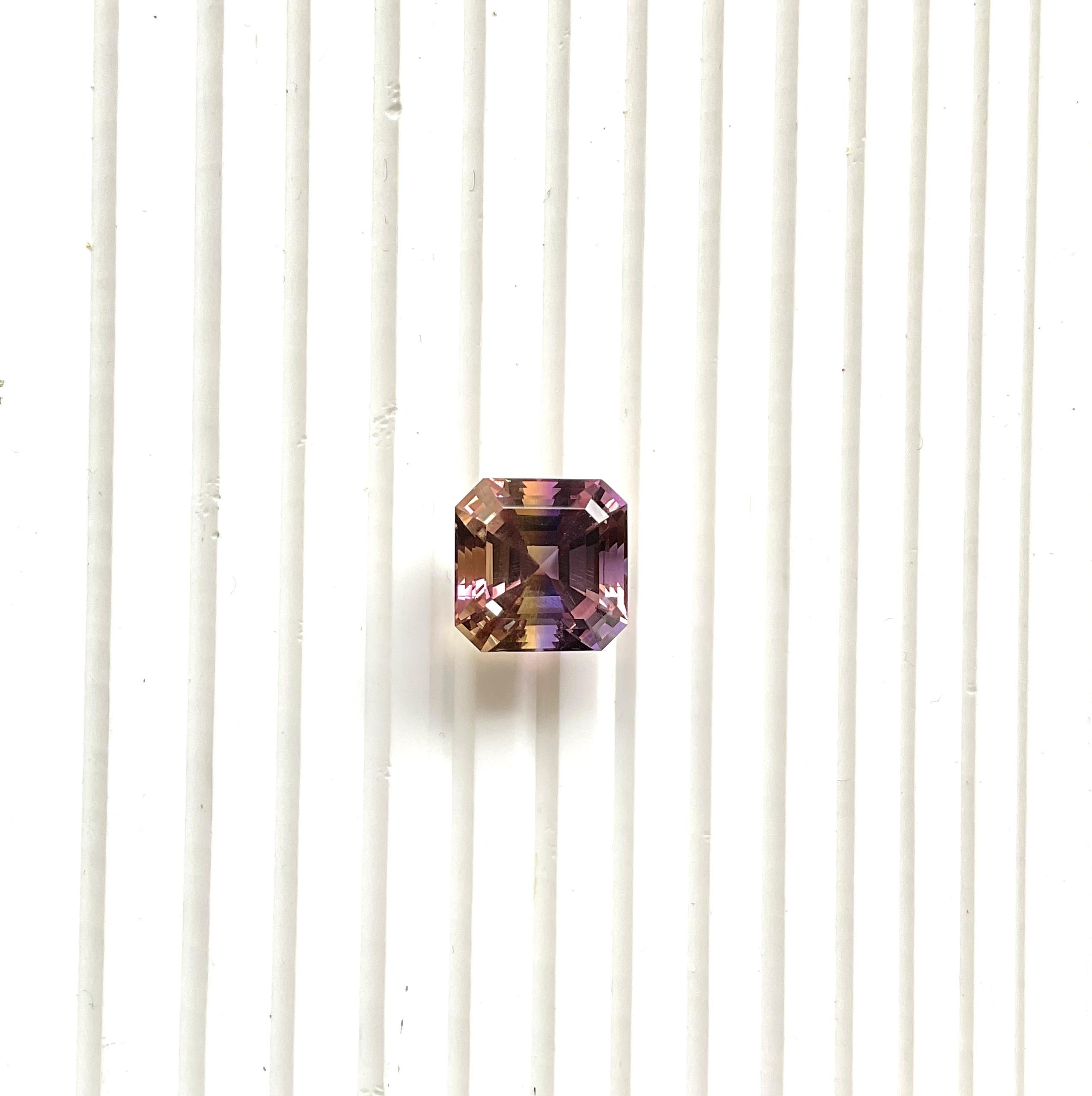 Art Deco Loupe clean 17.30 cts Ametrine asscher Faceted Cut Stone For Jewelry Natural Gem For Sale