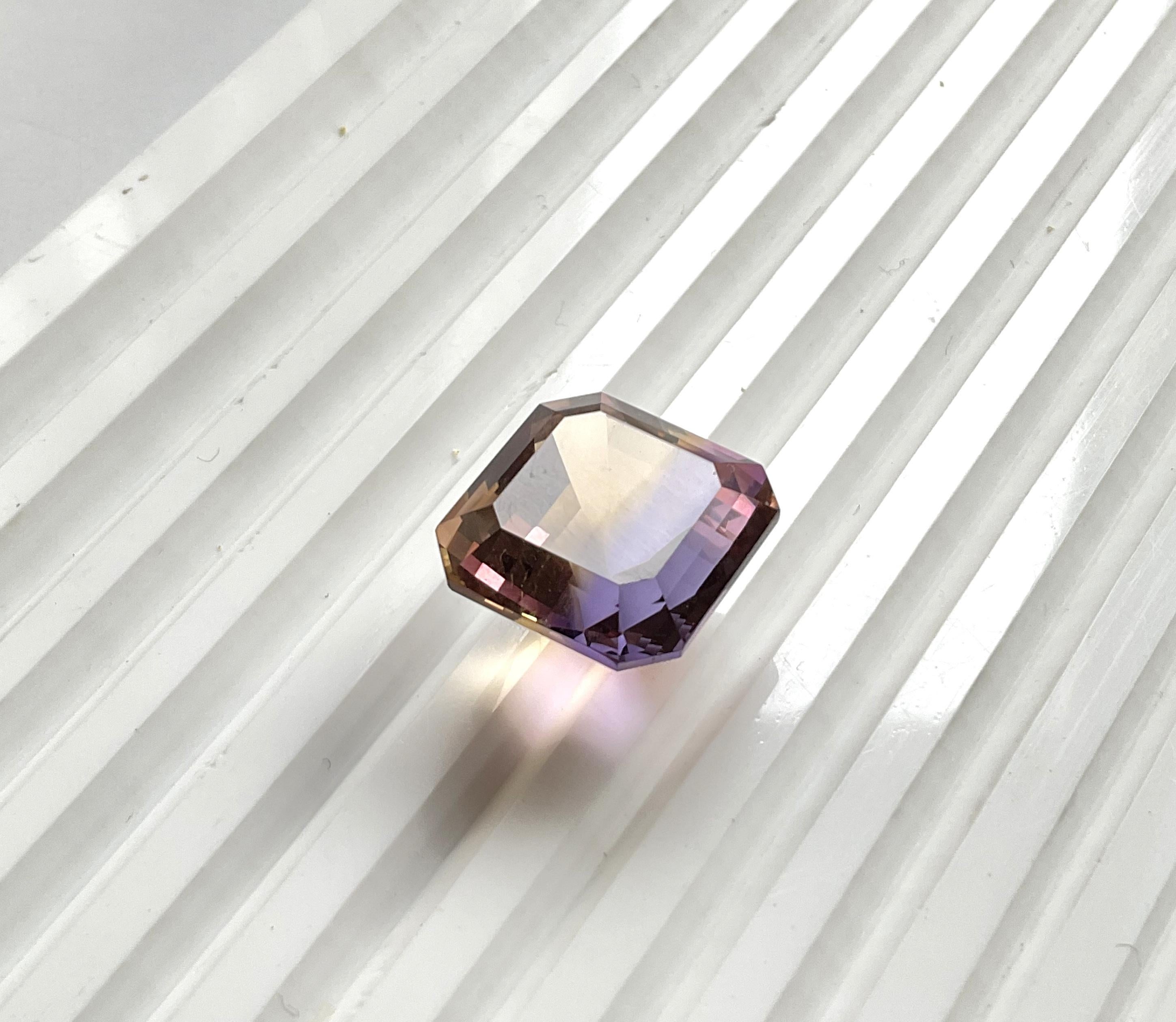 Loupe clean 17.30 cts Ametrine asscher Faceted Cut Stone For Jewelry Natural Gem In New Condition For Sale In Jaipur, RJ